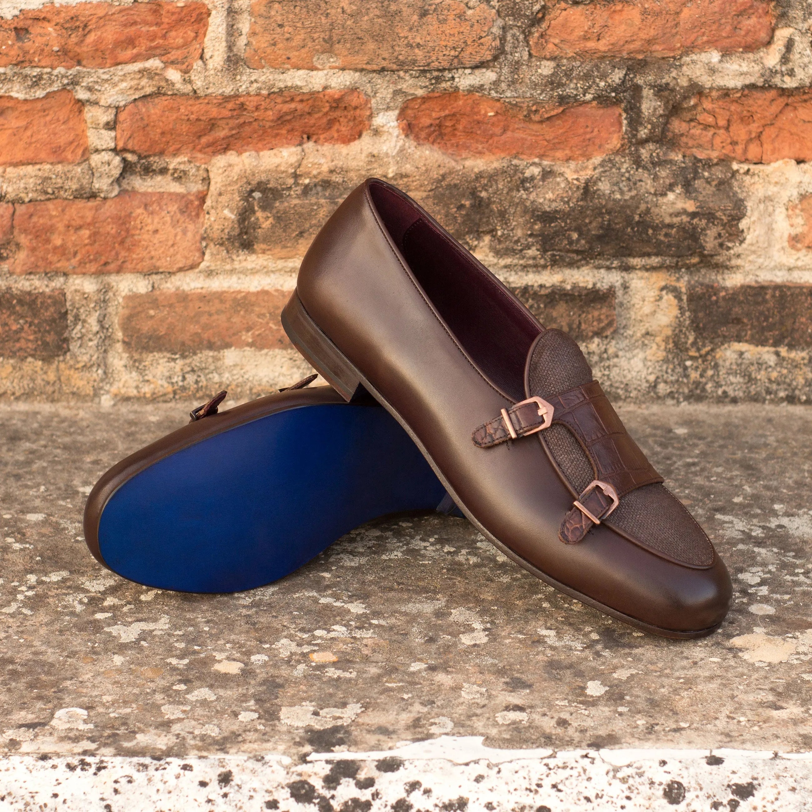 Gopor Belgian Monk Slipper II brown leather double monk strap loafers