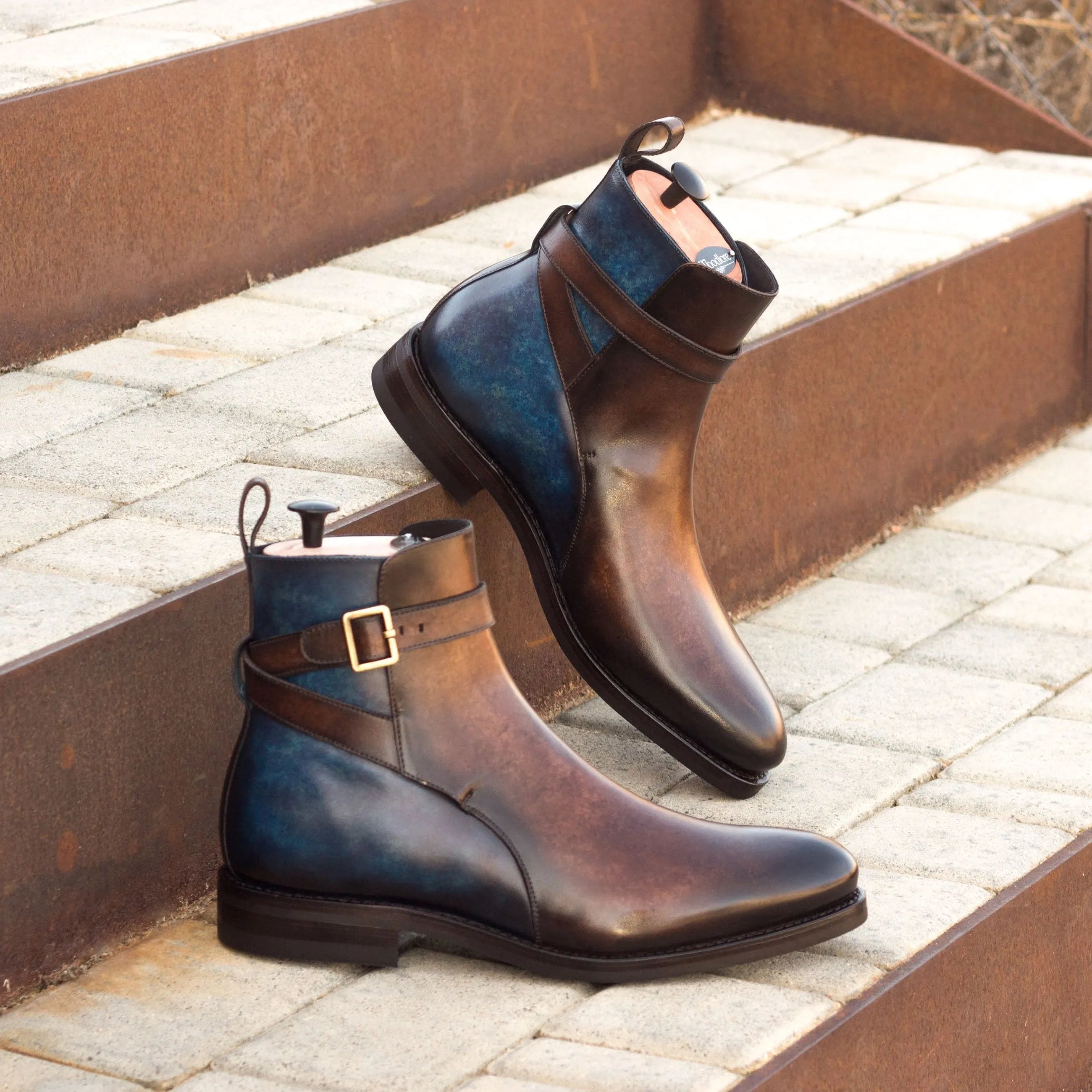 Haile Jodhpur Patina two-tone leather ankle boots