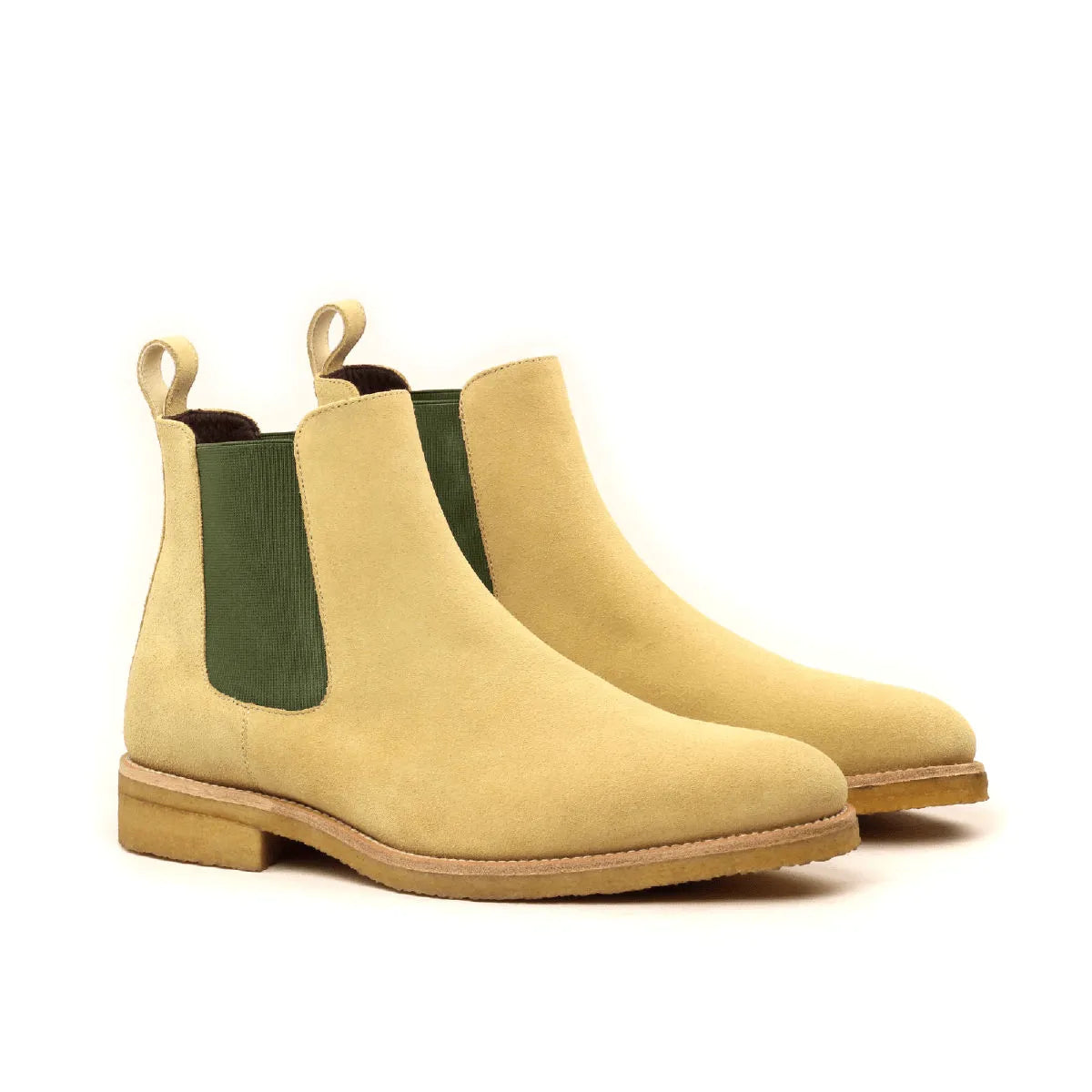 Hasutu Chelsea boot in tan suede, back view