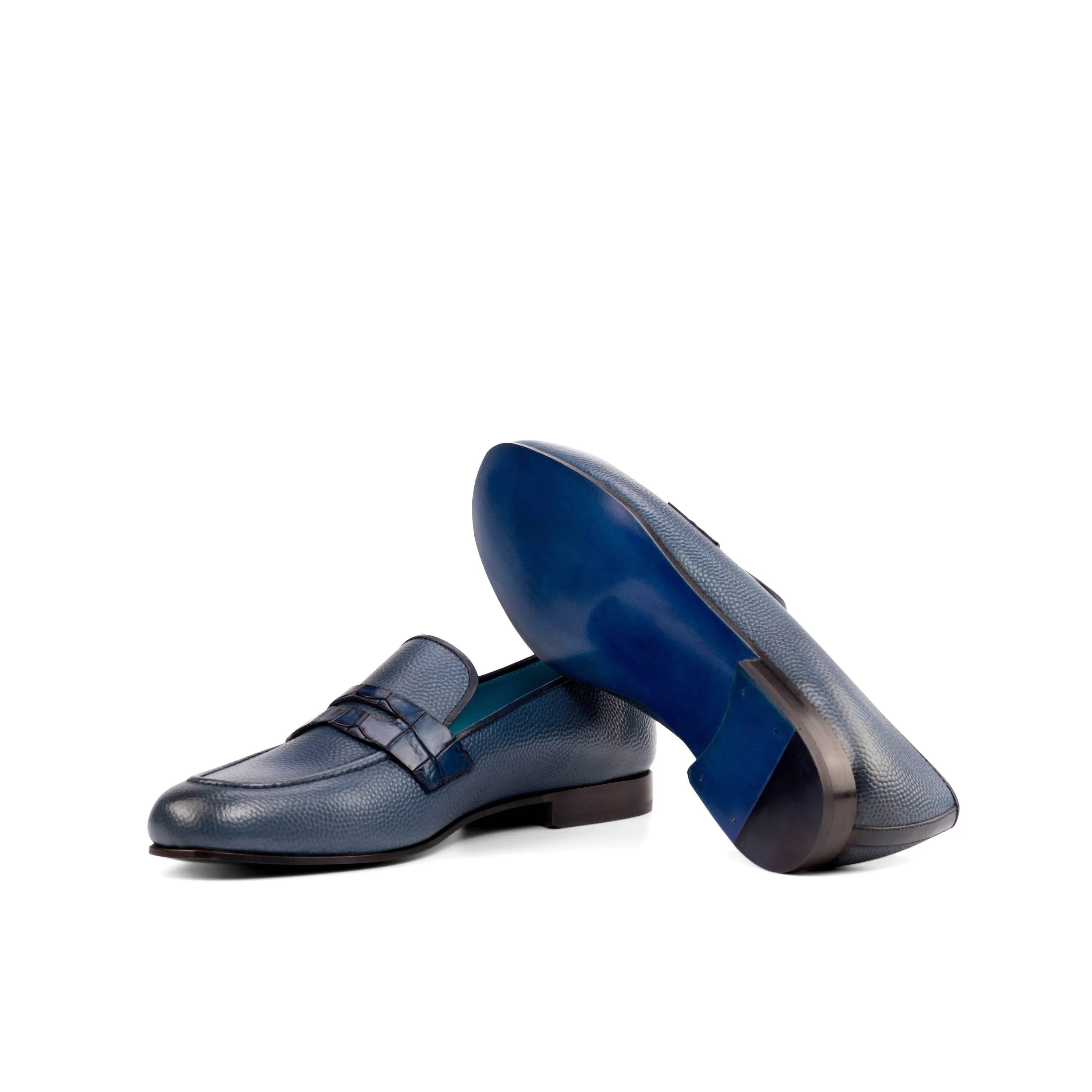 Pair of blue leather Hefe Wellington slip on II loafers
