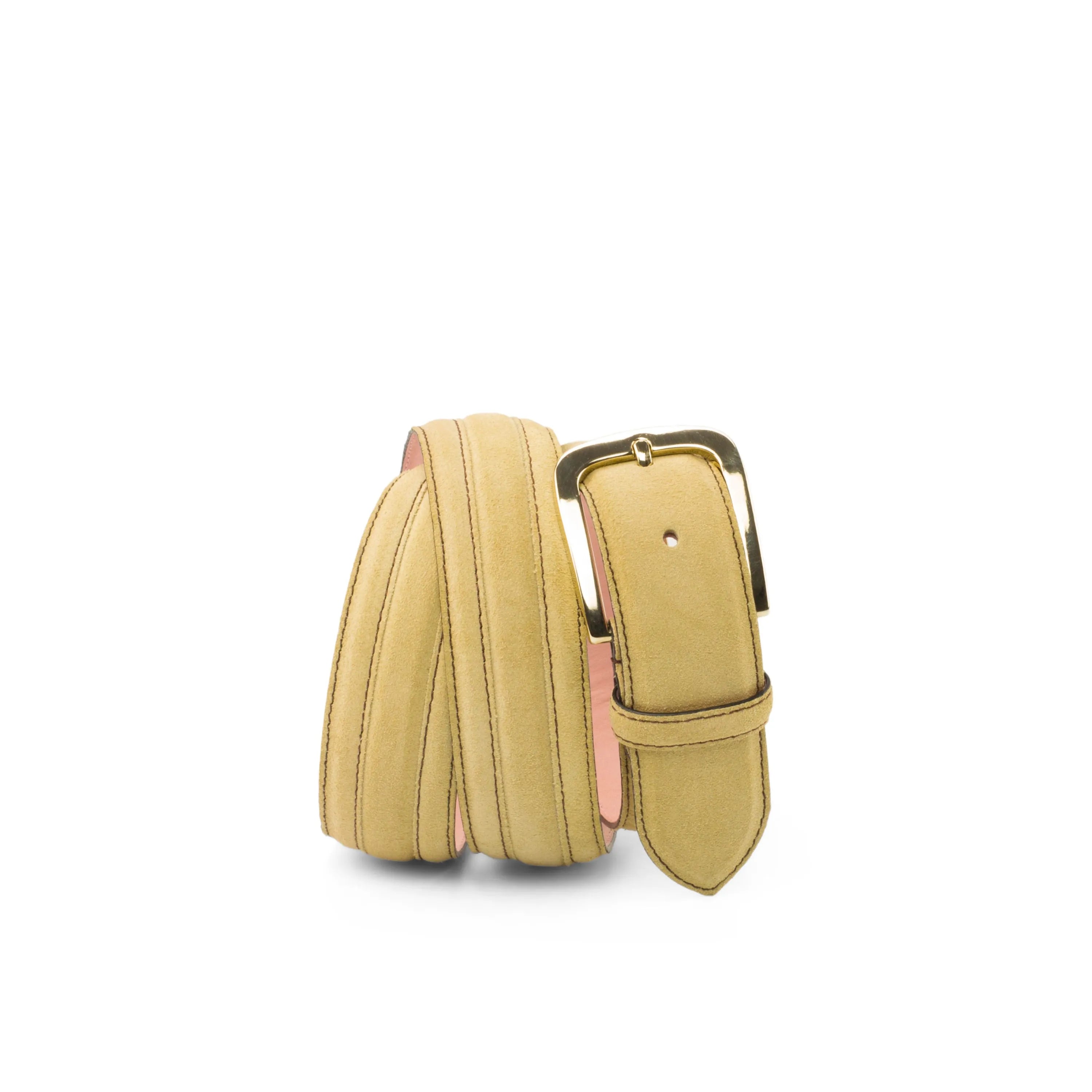 Hinto Venice belt in beige leather with gold buckle