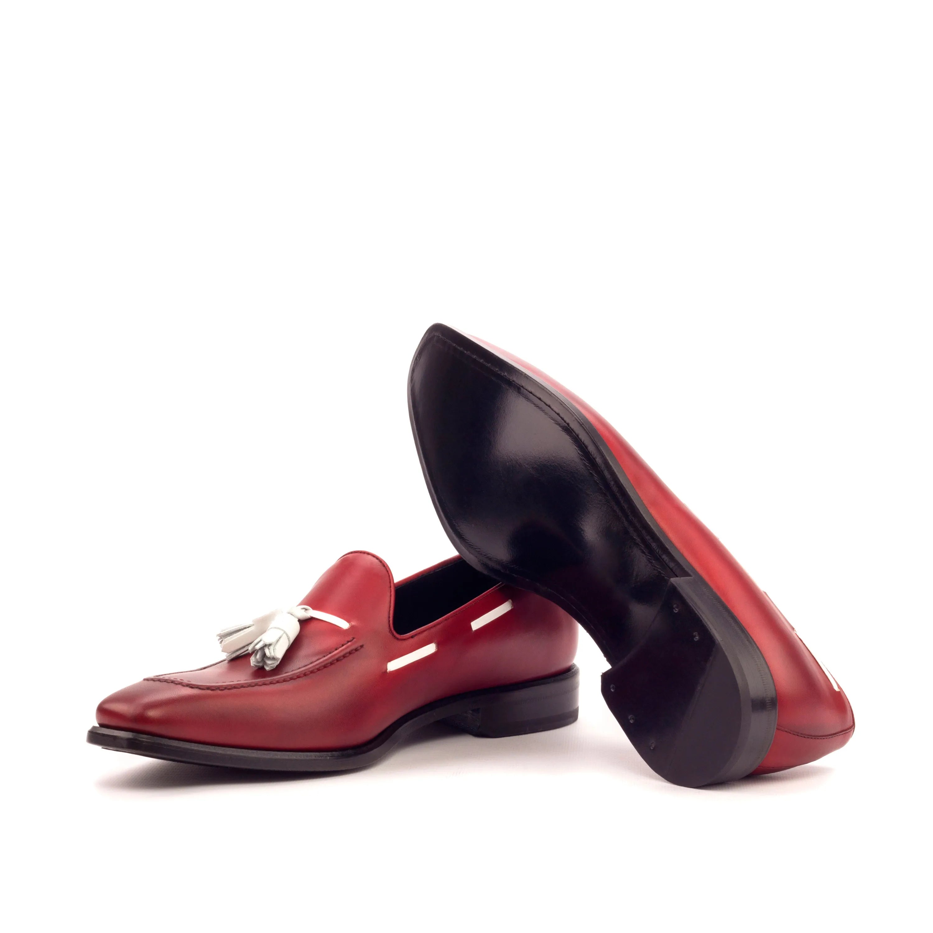Icarus loafers: burgundy leather tassel luxury bespoke shoes for men