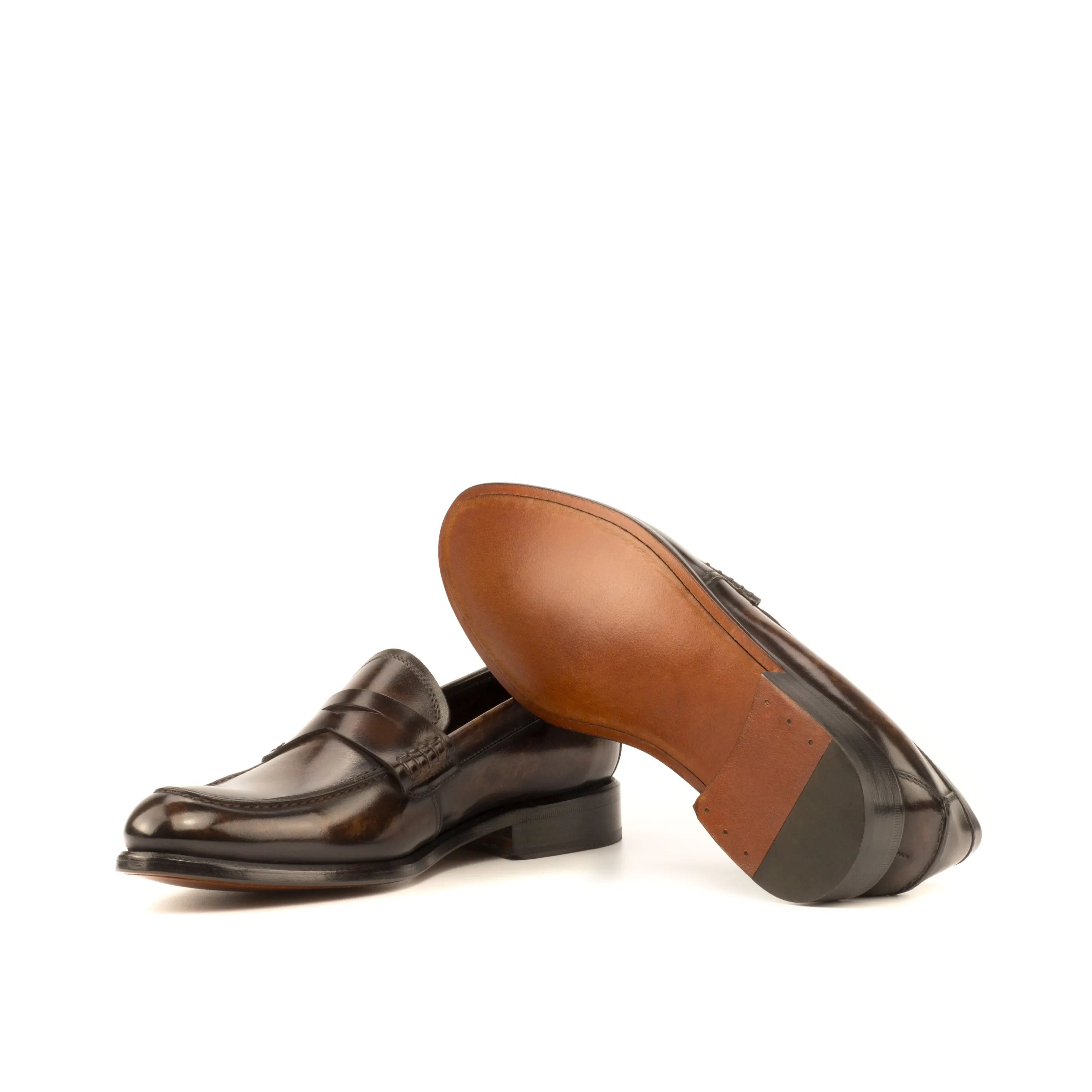 Pair of brown leather Indi Ladies Patina loafers