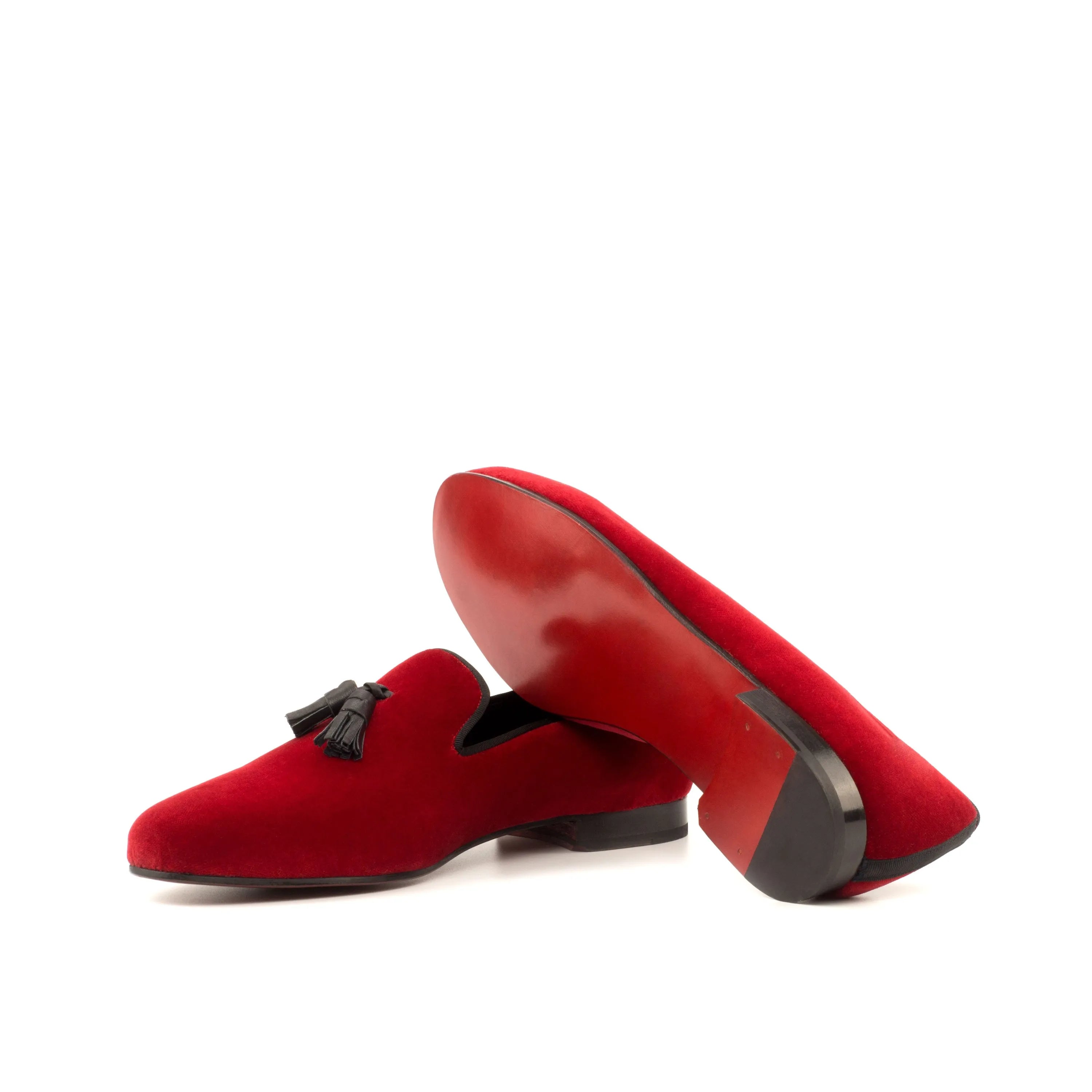 Ivymain Wellington slipon red velvet tassel loafers