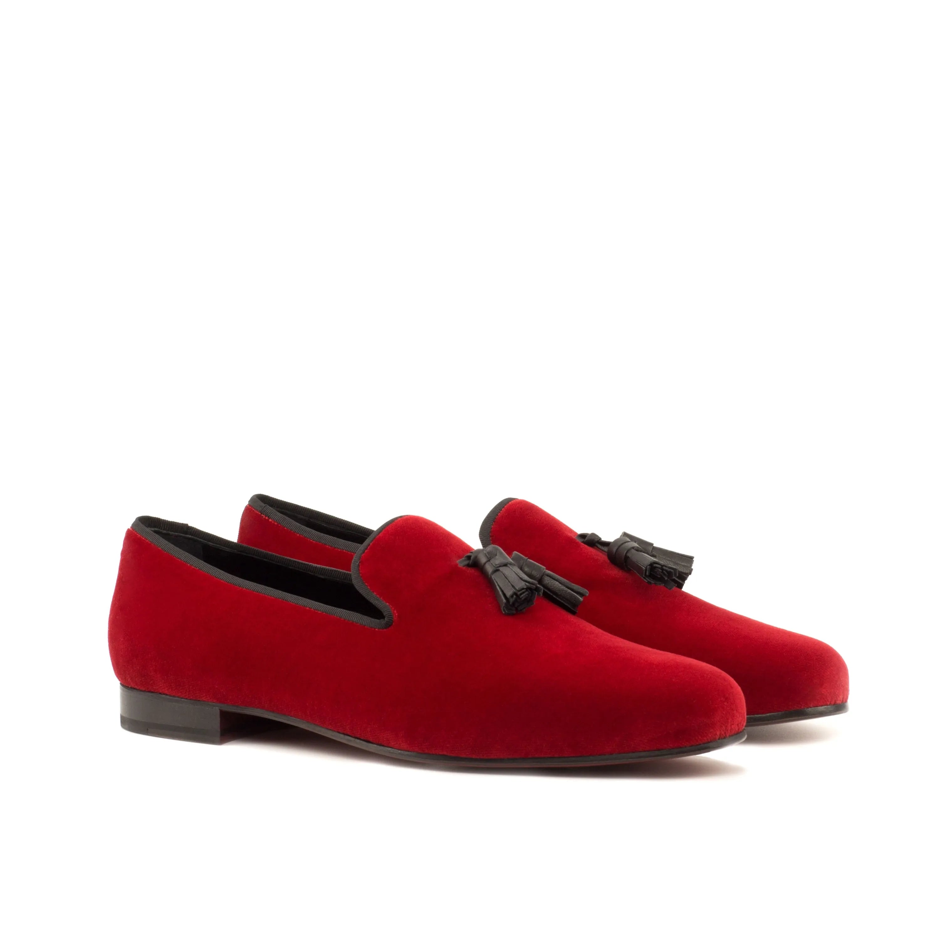 Ivymain Wellington slipon red velvet tassel loafers