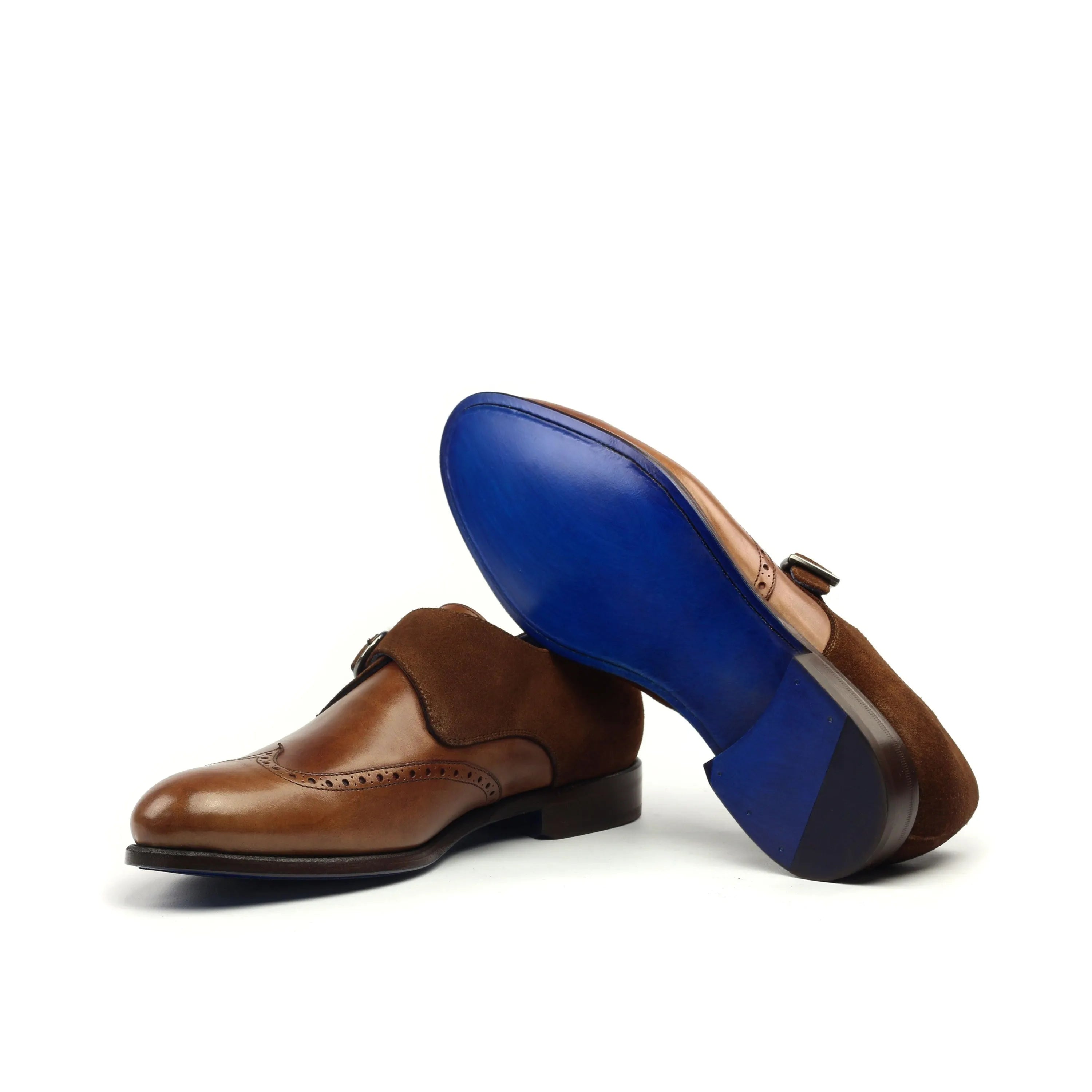 Jabrann single monk brown leather shoes in med brown