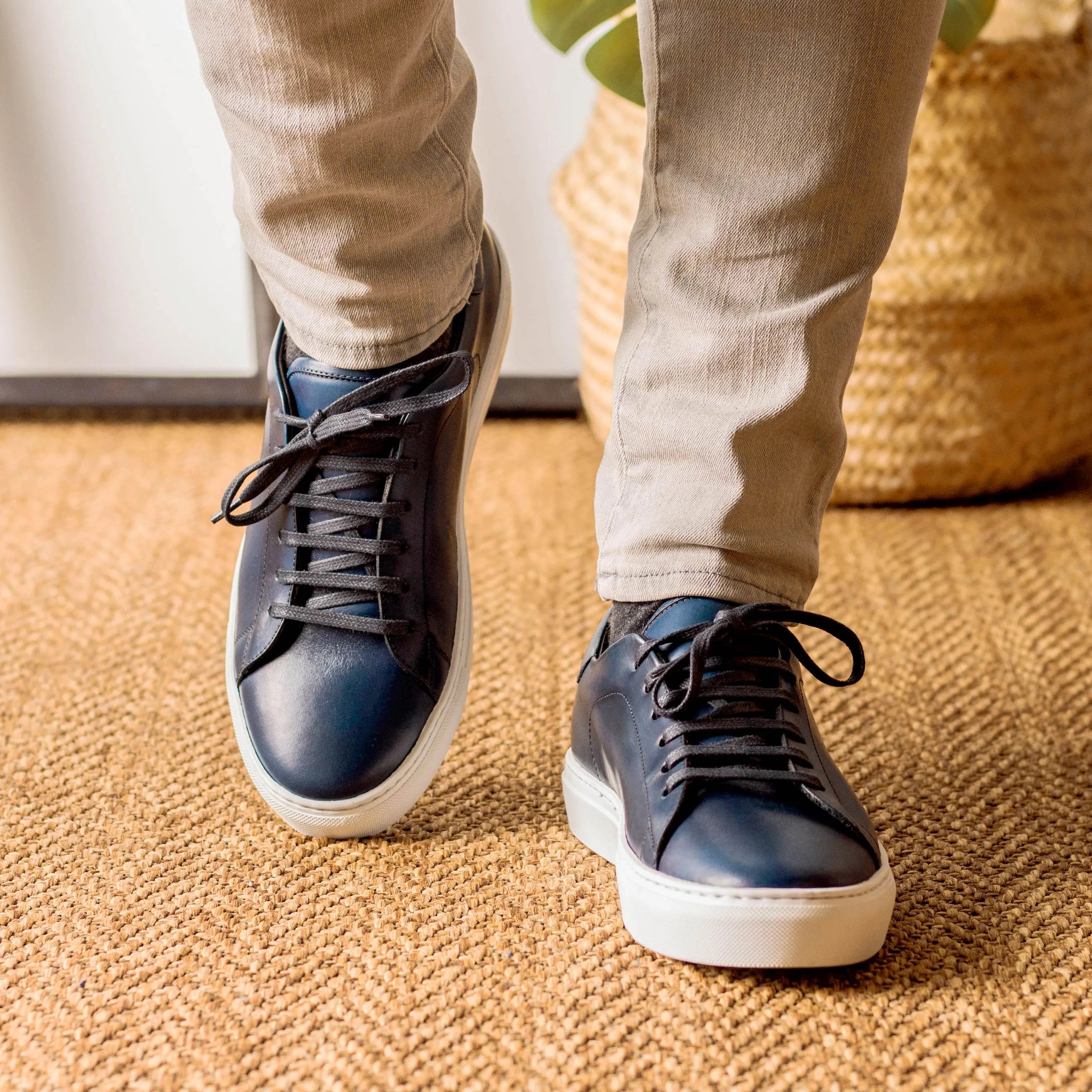 Blue Jacksons Trainer Sneaker cupsole trainer in leather