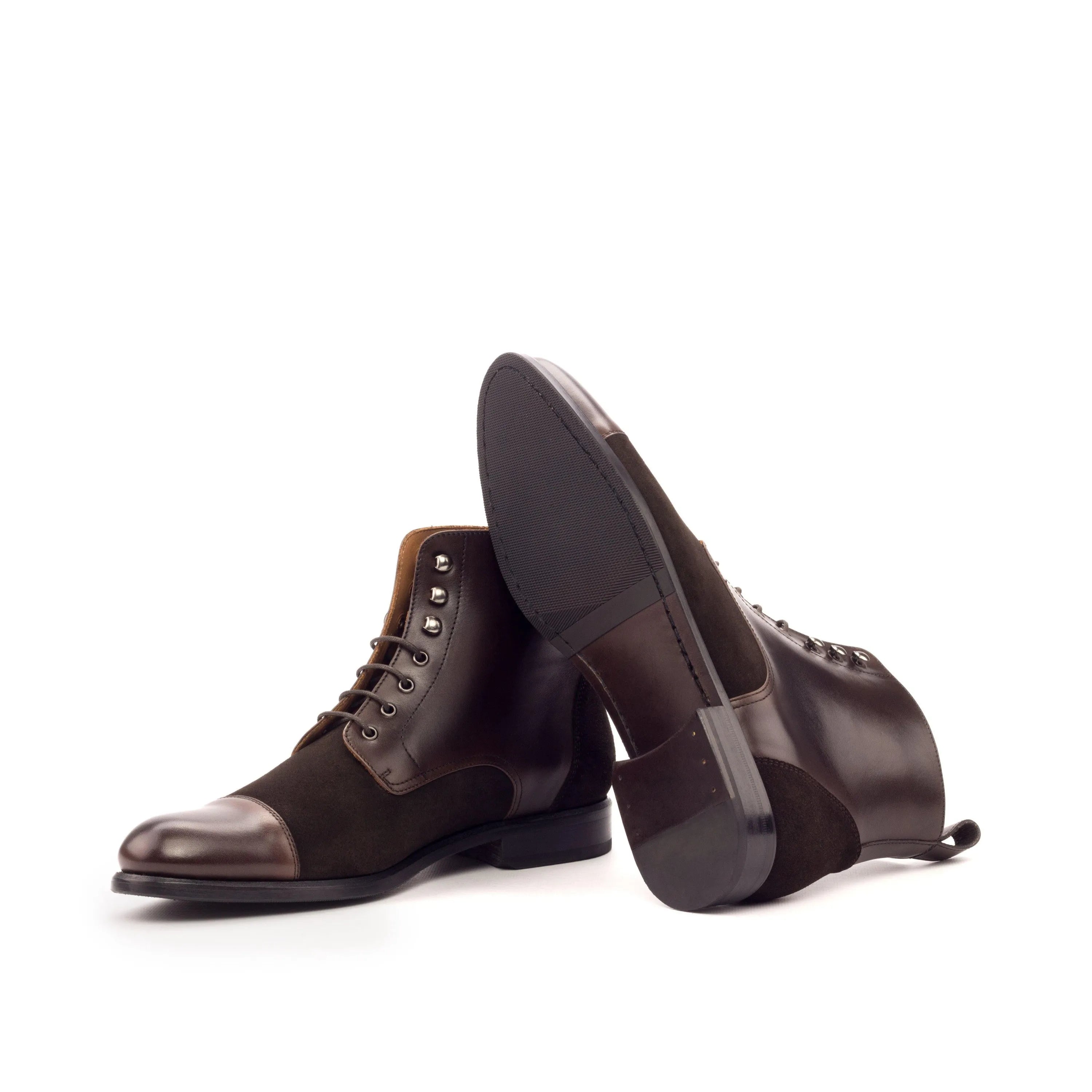 Dark brown Jamila Ladies Captoe Boots II in leather and suede
