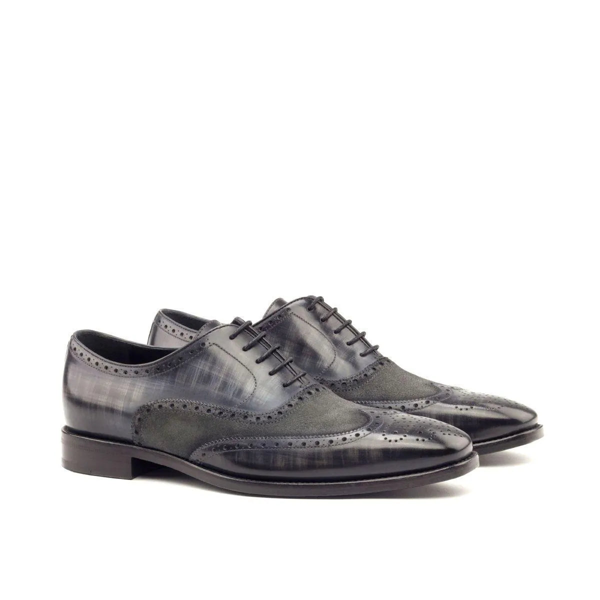 Pair of black leather Jamol Patina full brogue dress shoes