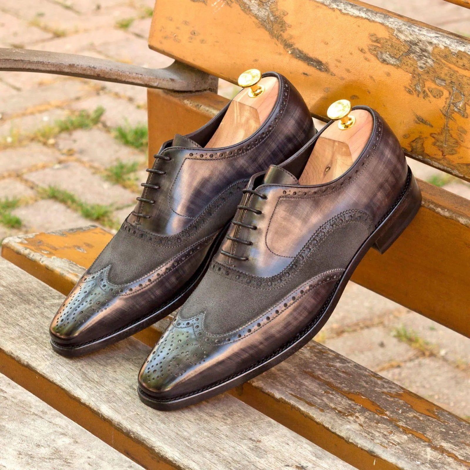 Pair of Jamol Patina full brogue dress shoes