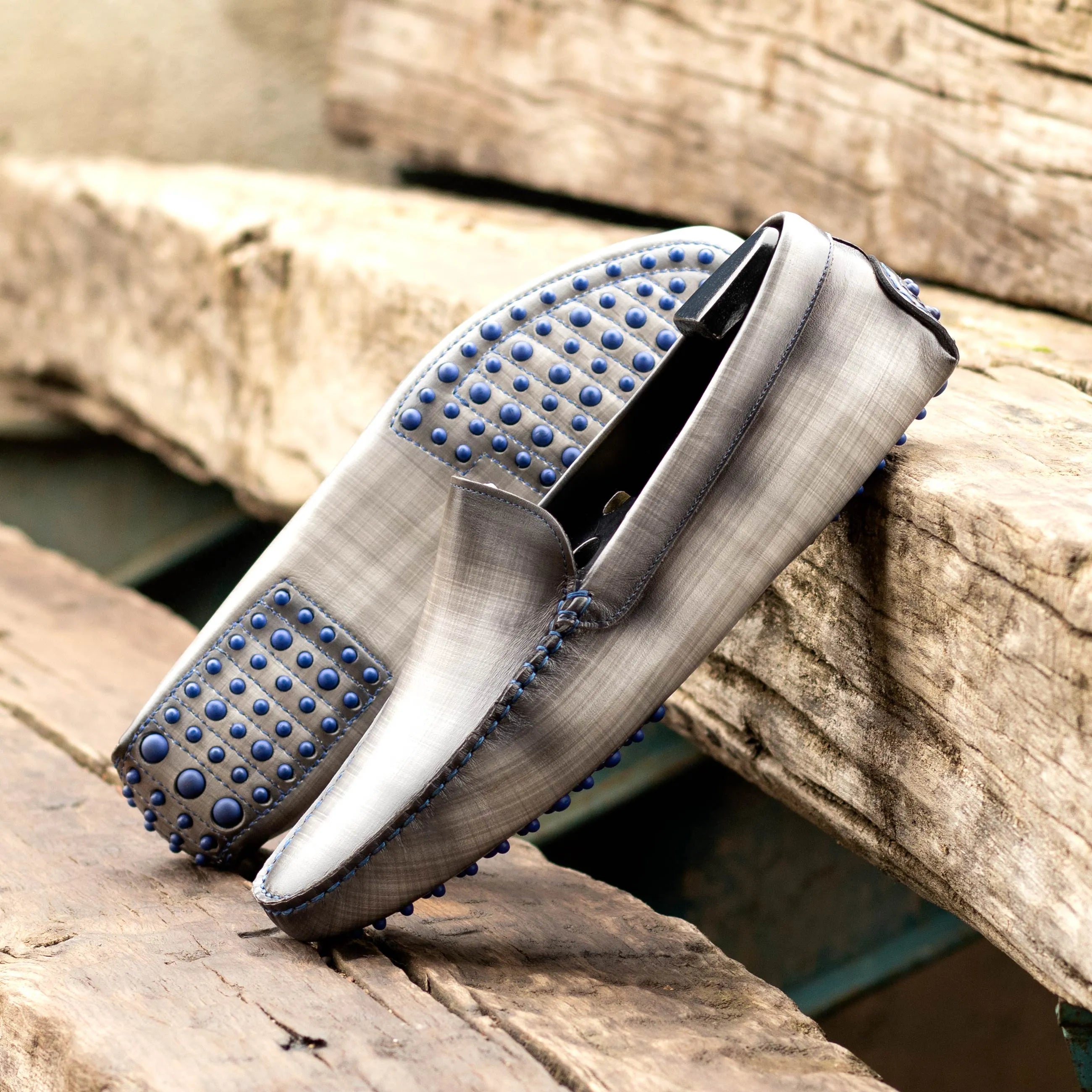 Jarolds Patina Driver gray leather driving shoes