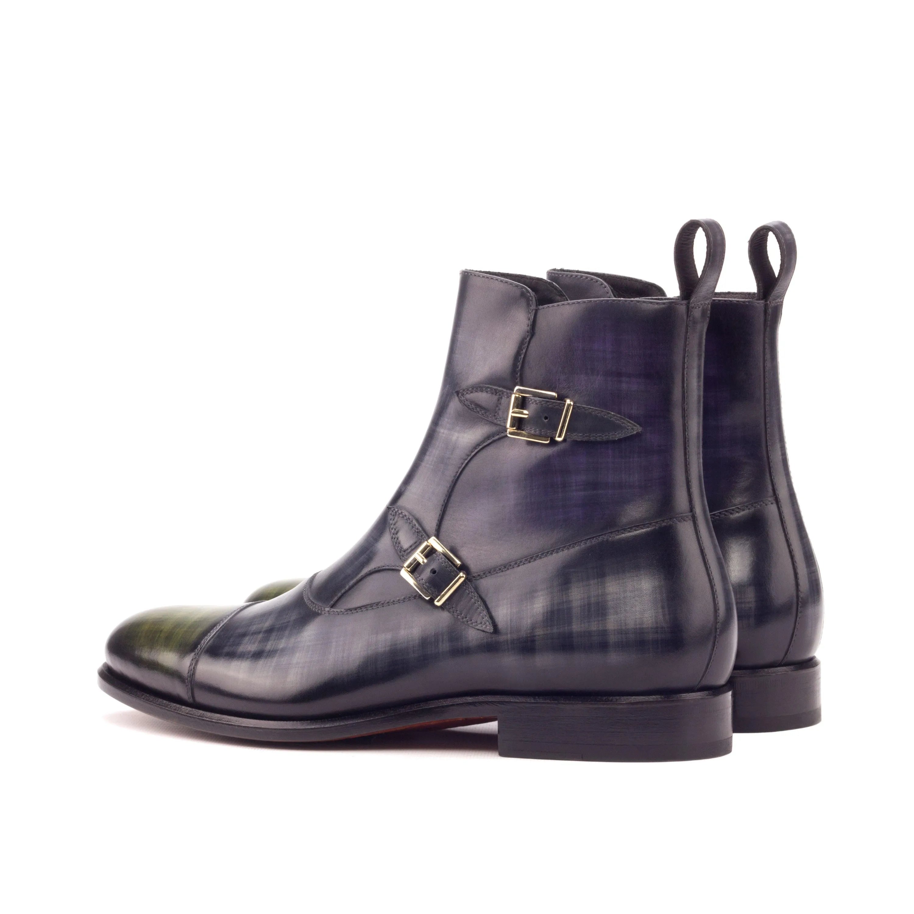 Jimmy Octavian Patina leather double monk strap boots