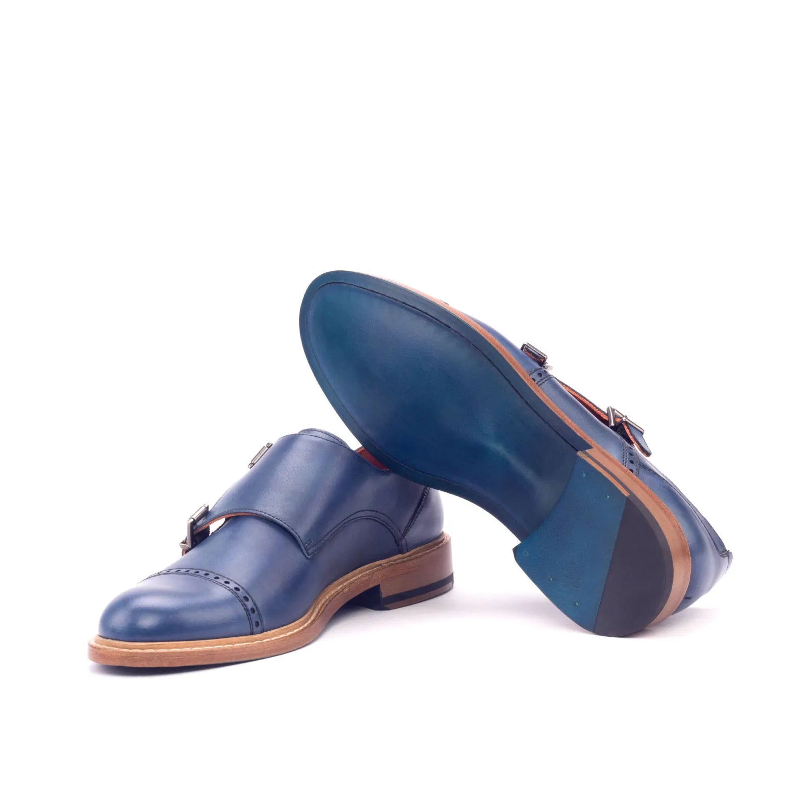 Julieta Woman Double monk strap shoes in blue leather