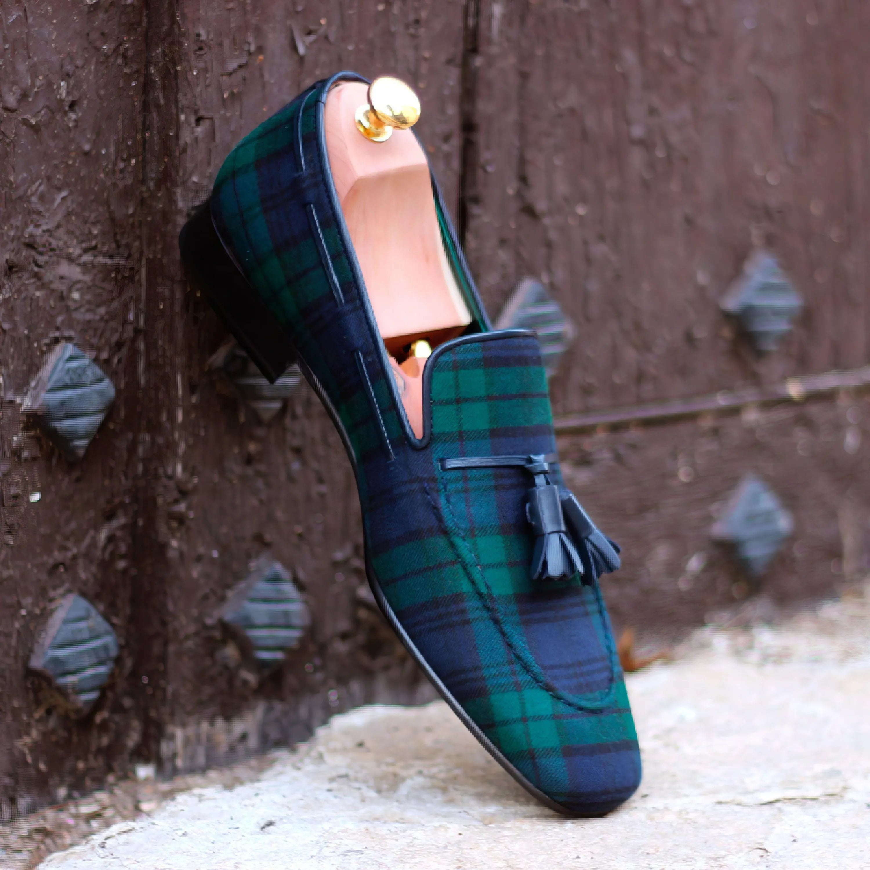 Jumirah Drake slip on tartan plaid tassel loafer