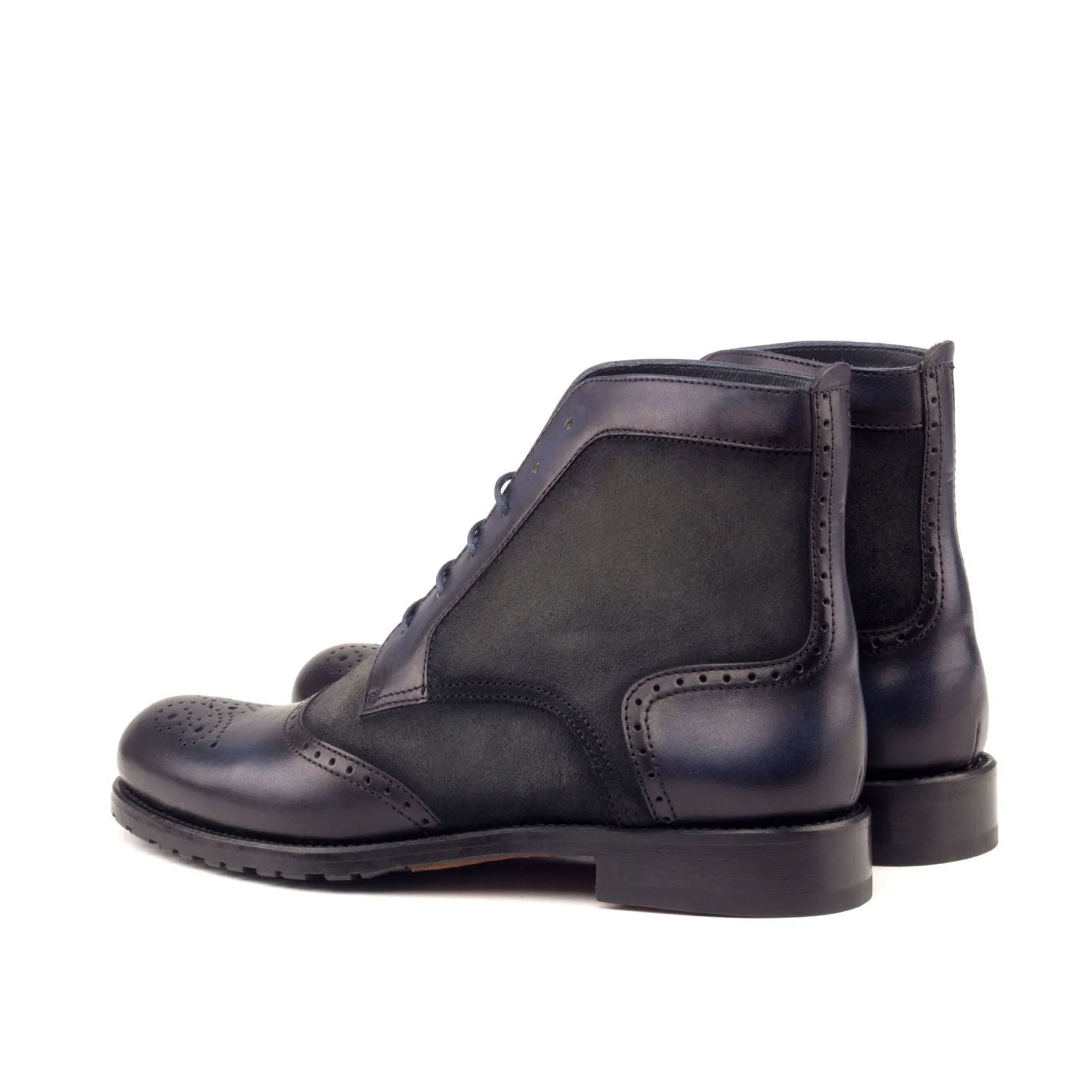 Blue Lauren ladies brogue boots wingtip leather back view