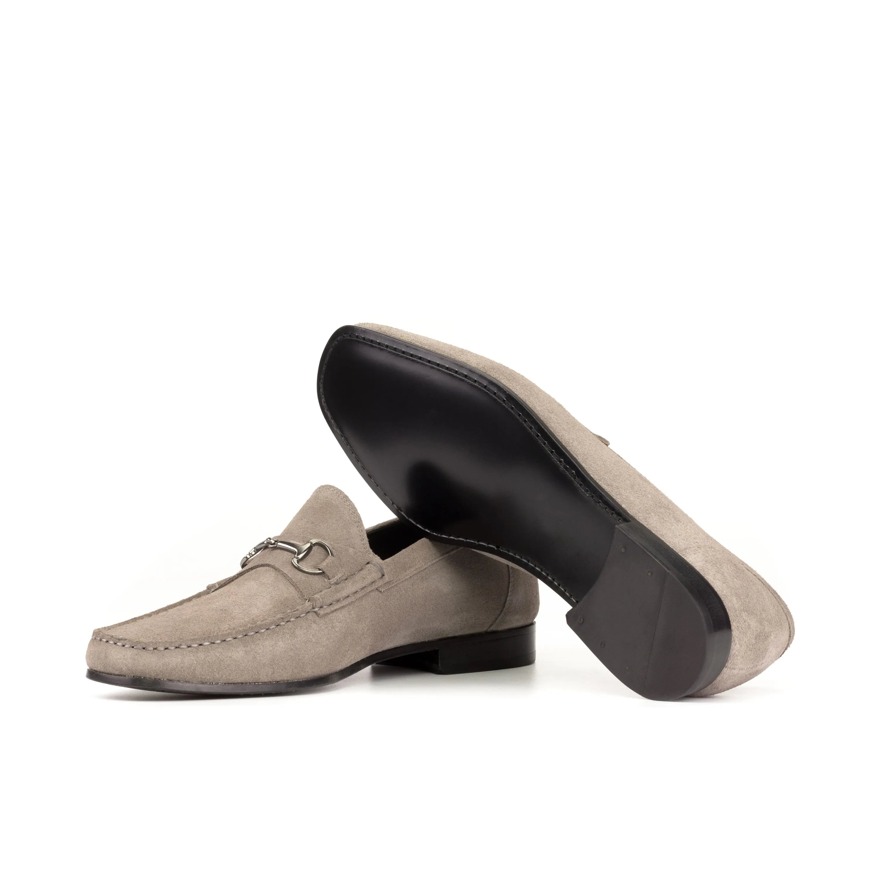 Gray suede horsebit Lecee Moccasin luxury bespoke shoes for men