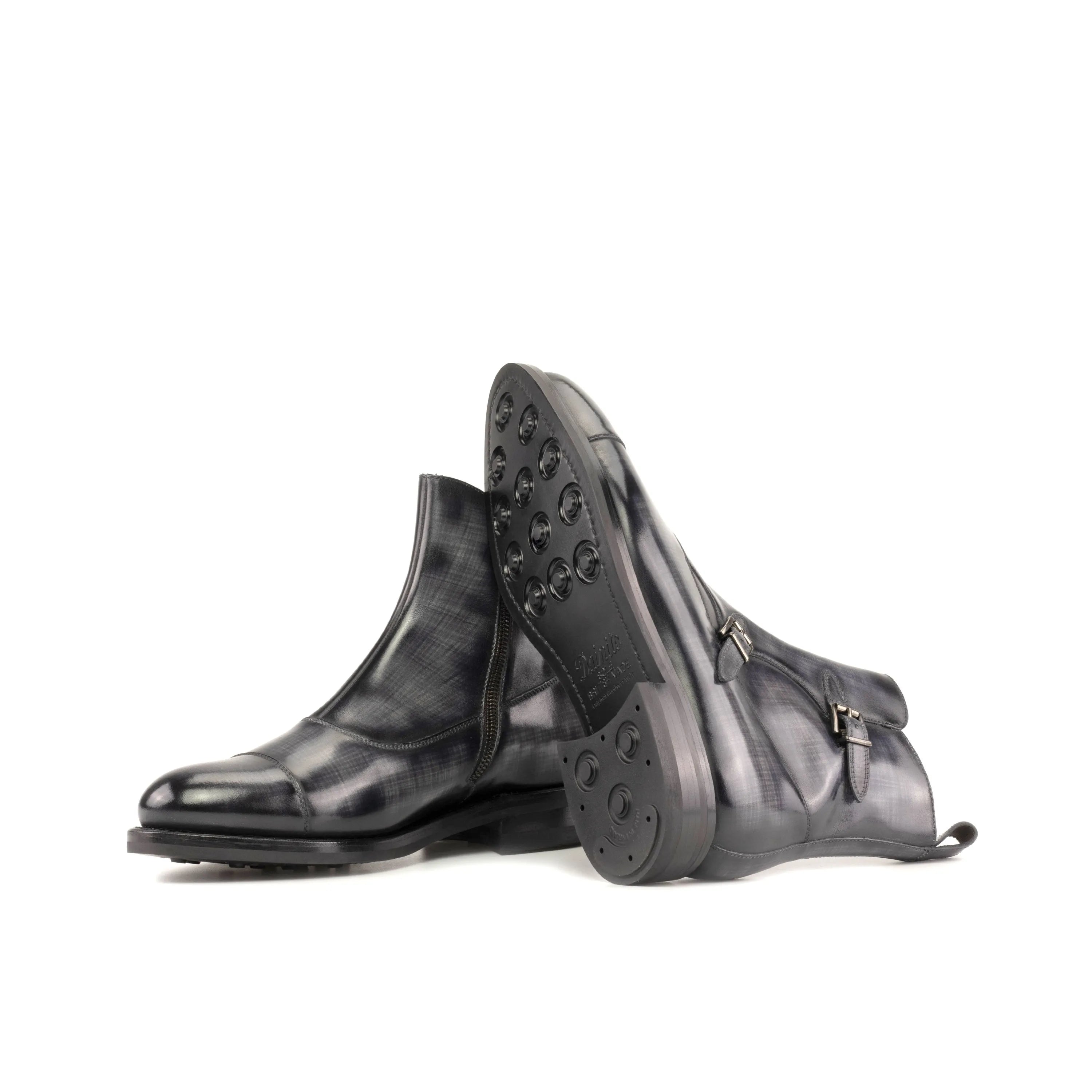 Pair of Leonard Octavian Patina black leather boots