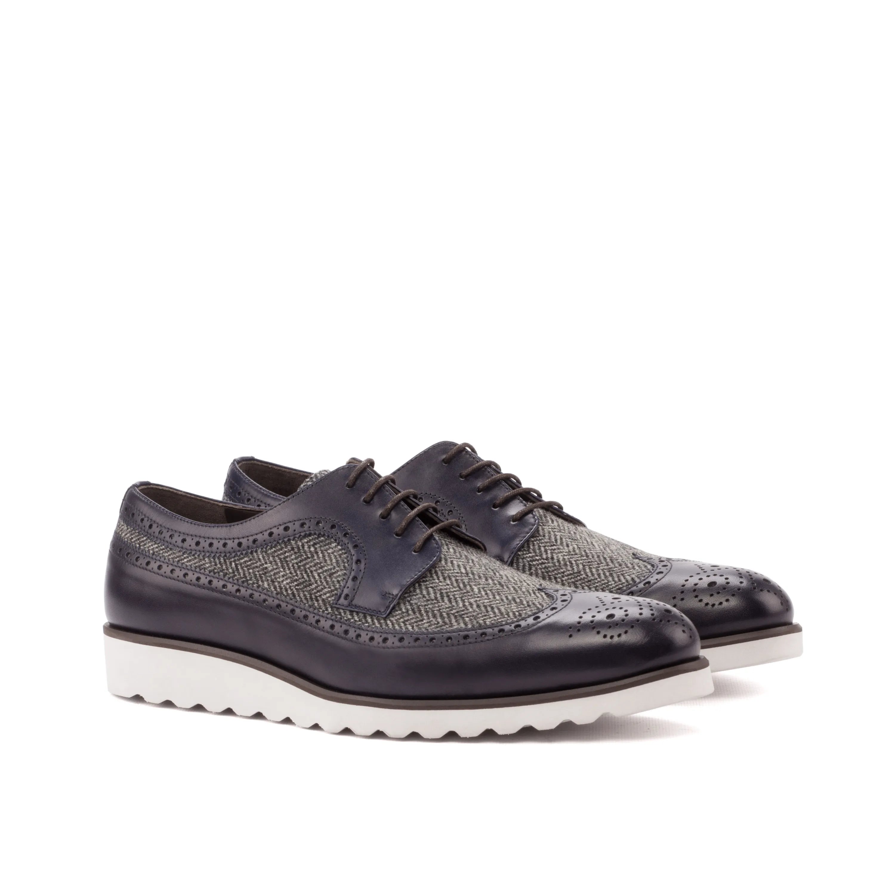Livius longwing blucher pair of gray and black wingtip shoes