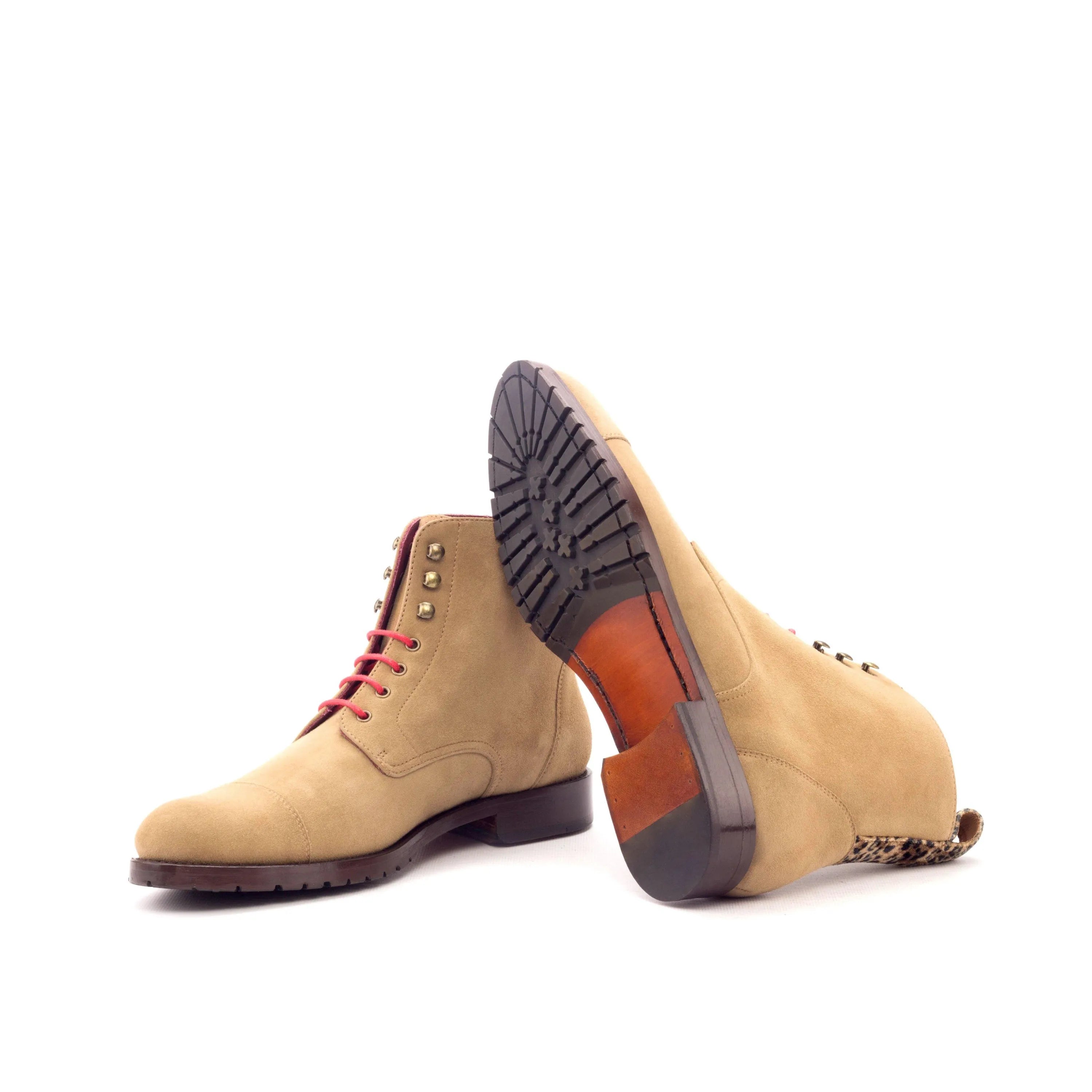 Lorrain ladies captoe boots II in tan suede leather