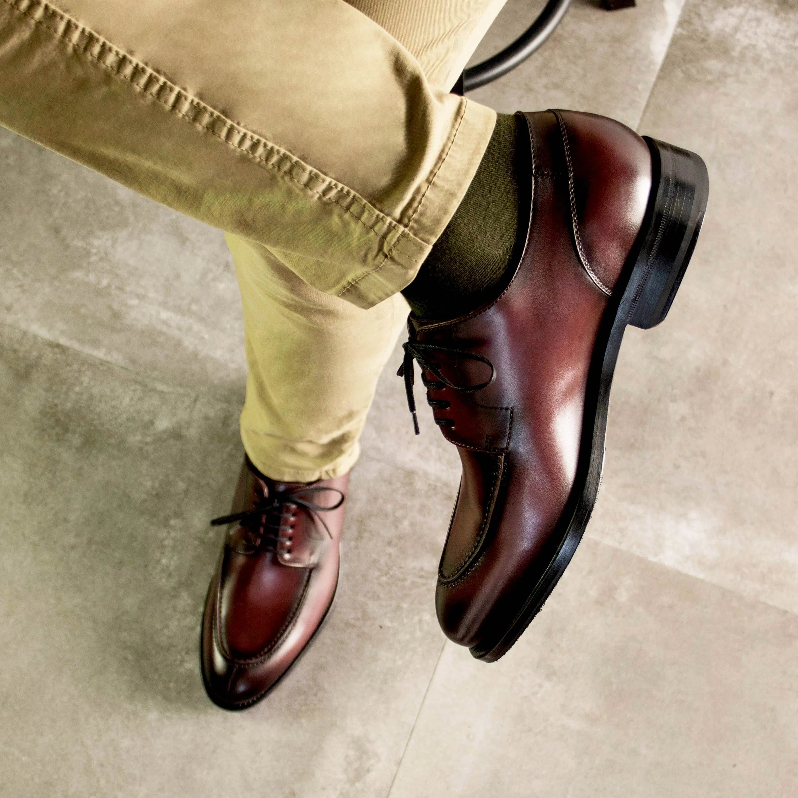 Luginos Derby Split Toe II burgundy leather dress shoes