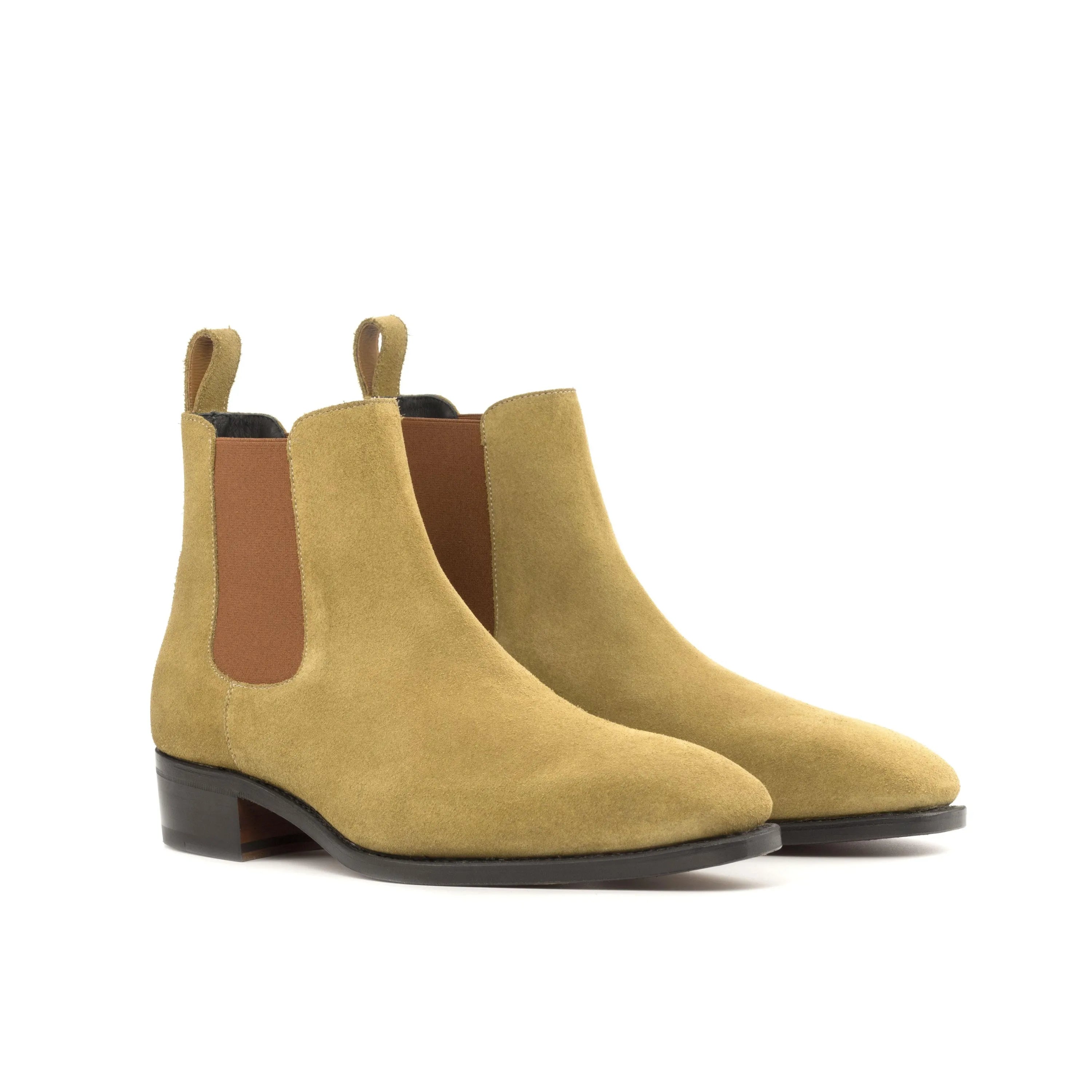 Tan suede Maani Chelsea boots back view
