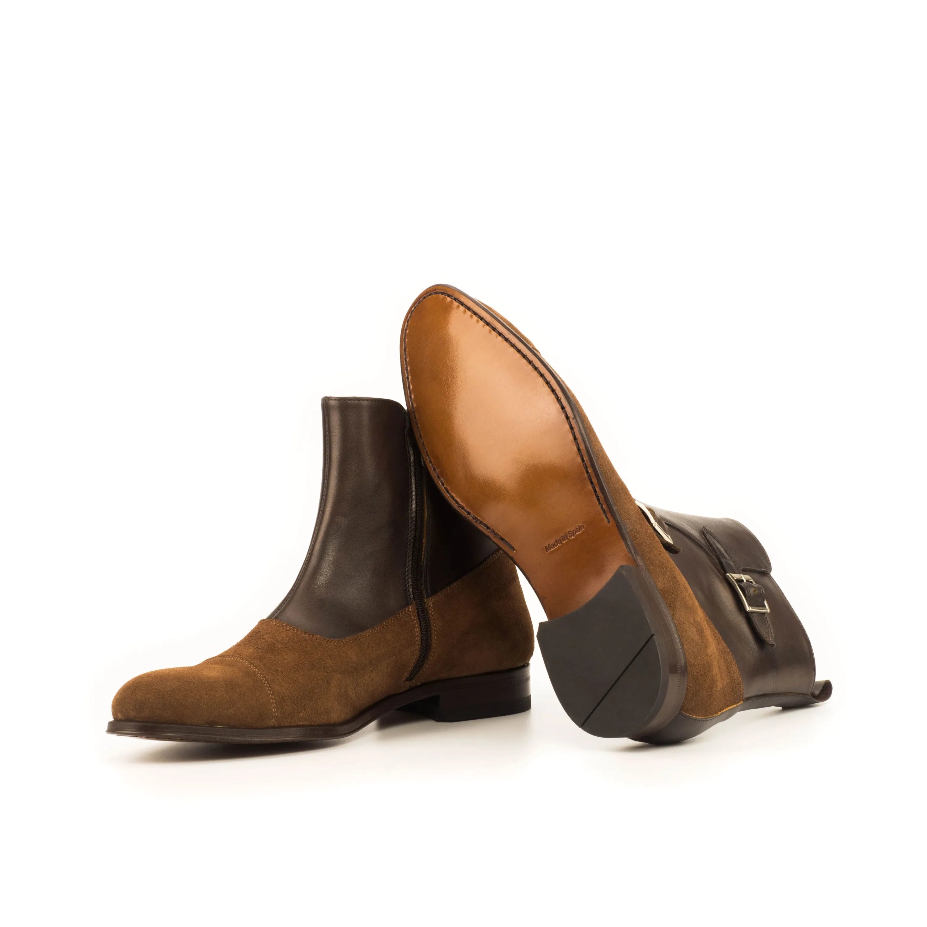 Brown leather and suede Macha Octavian Boots back view