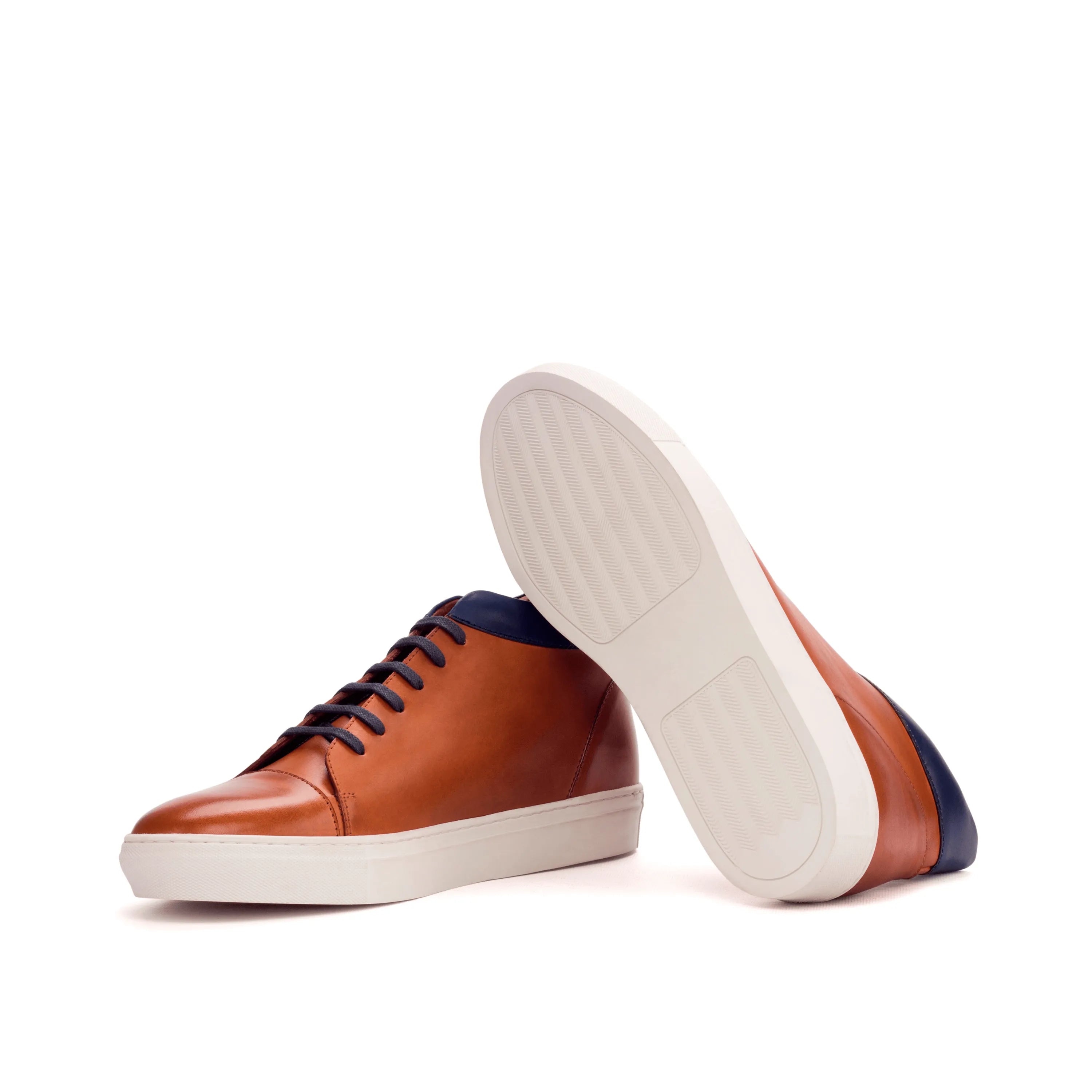 Manny high brown leather painted calf trainer sneaker high-tops