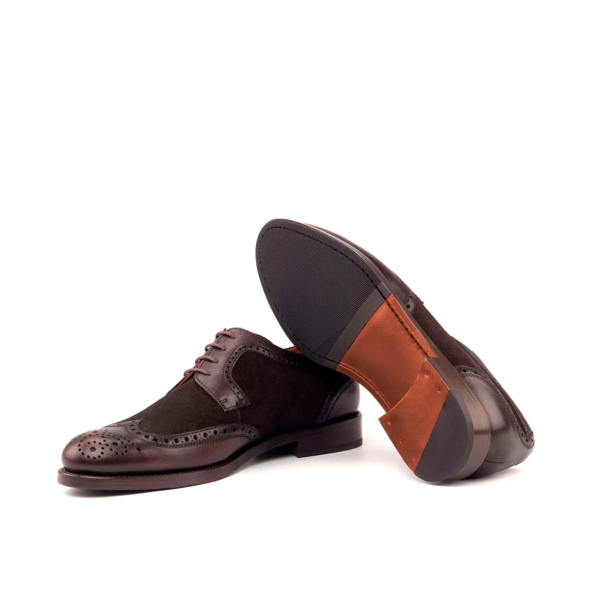 Marlene ladies derby wingtip II brown leather suede blucher shoes
