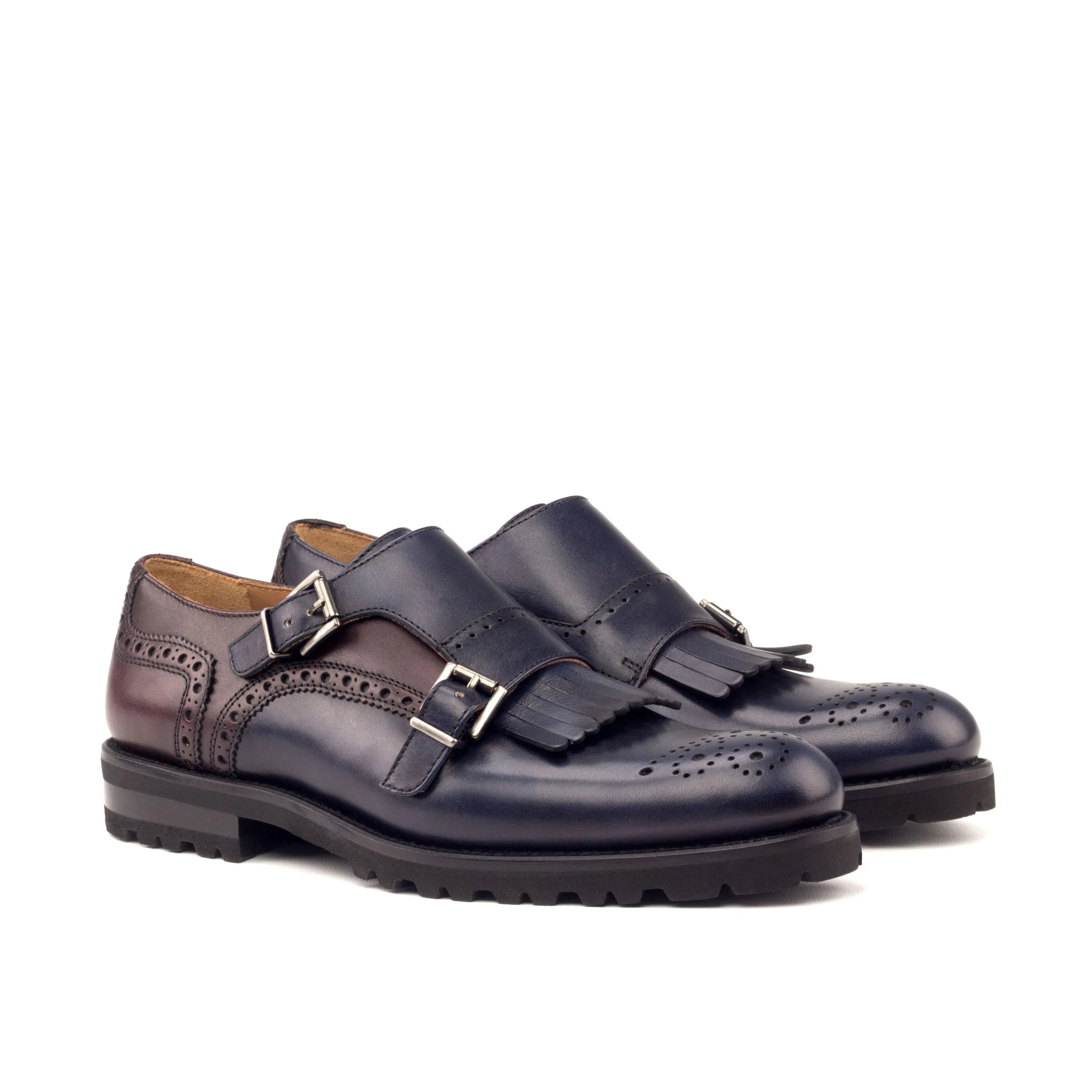 Maryet Kiltie ladies monk strap II painted calf leather shoes back view