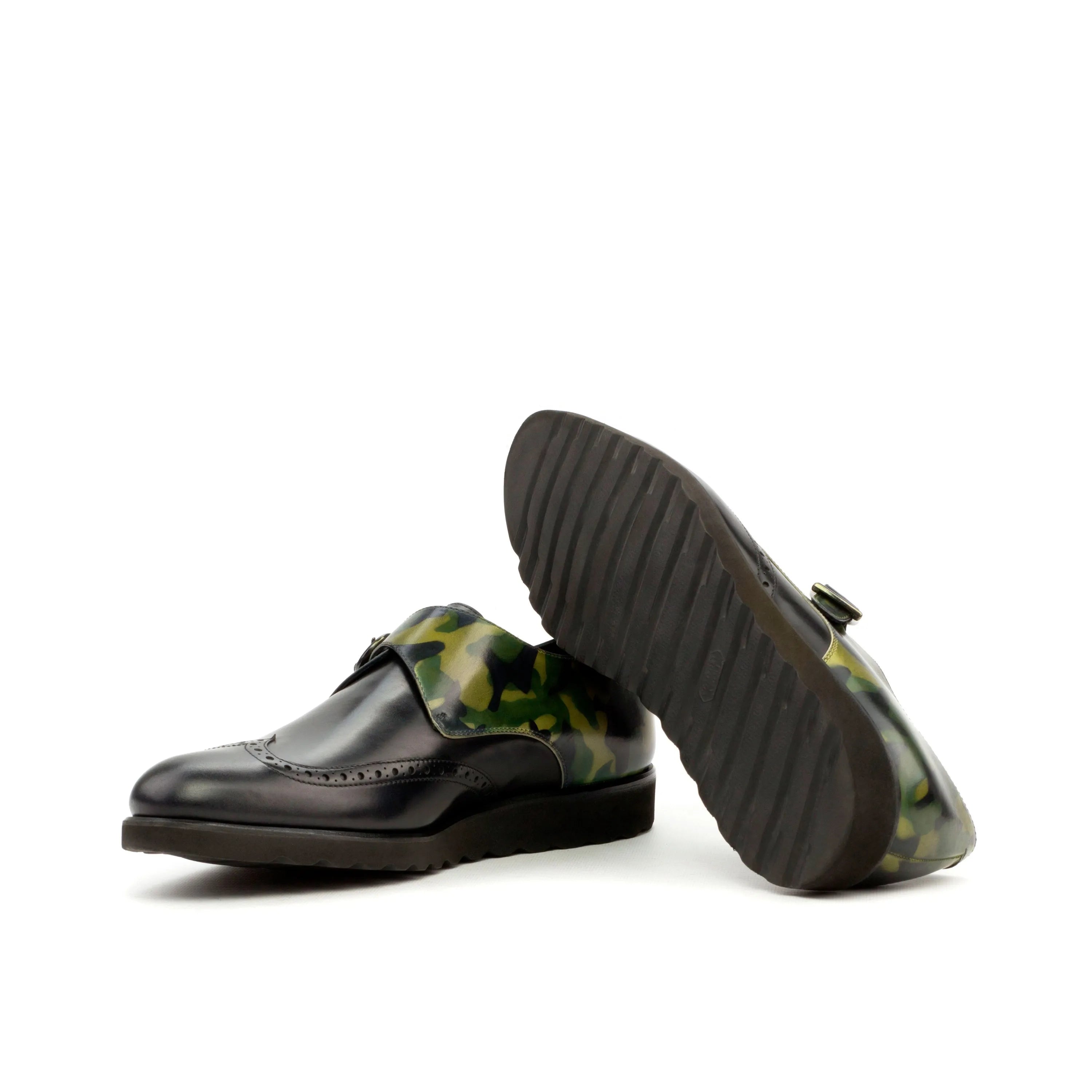 Mason Patina Single Monk shoes with camouflage-accented leather