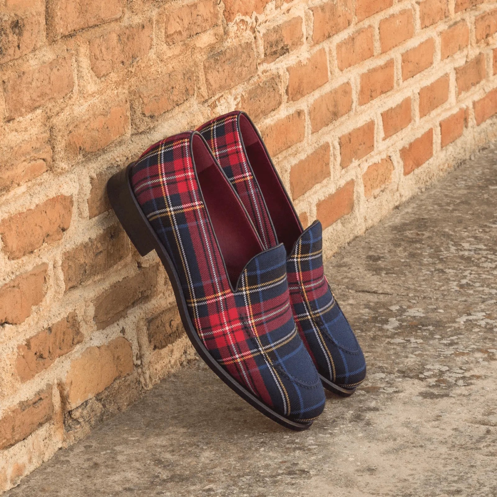 Master windowpane loafers with plaid pattern detail