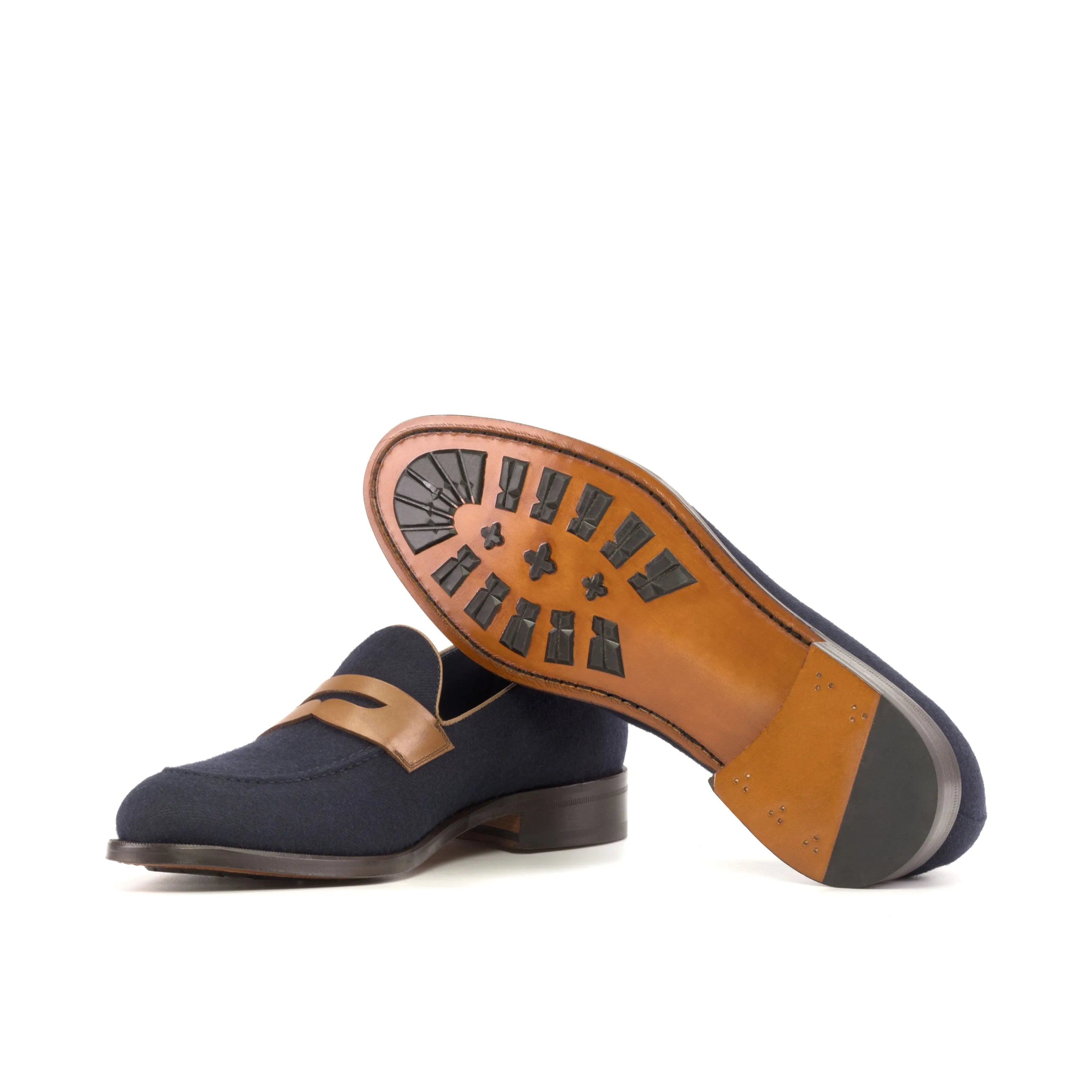 Nab loafers: navy and brown leather luxury bespoke shoes for men