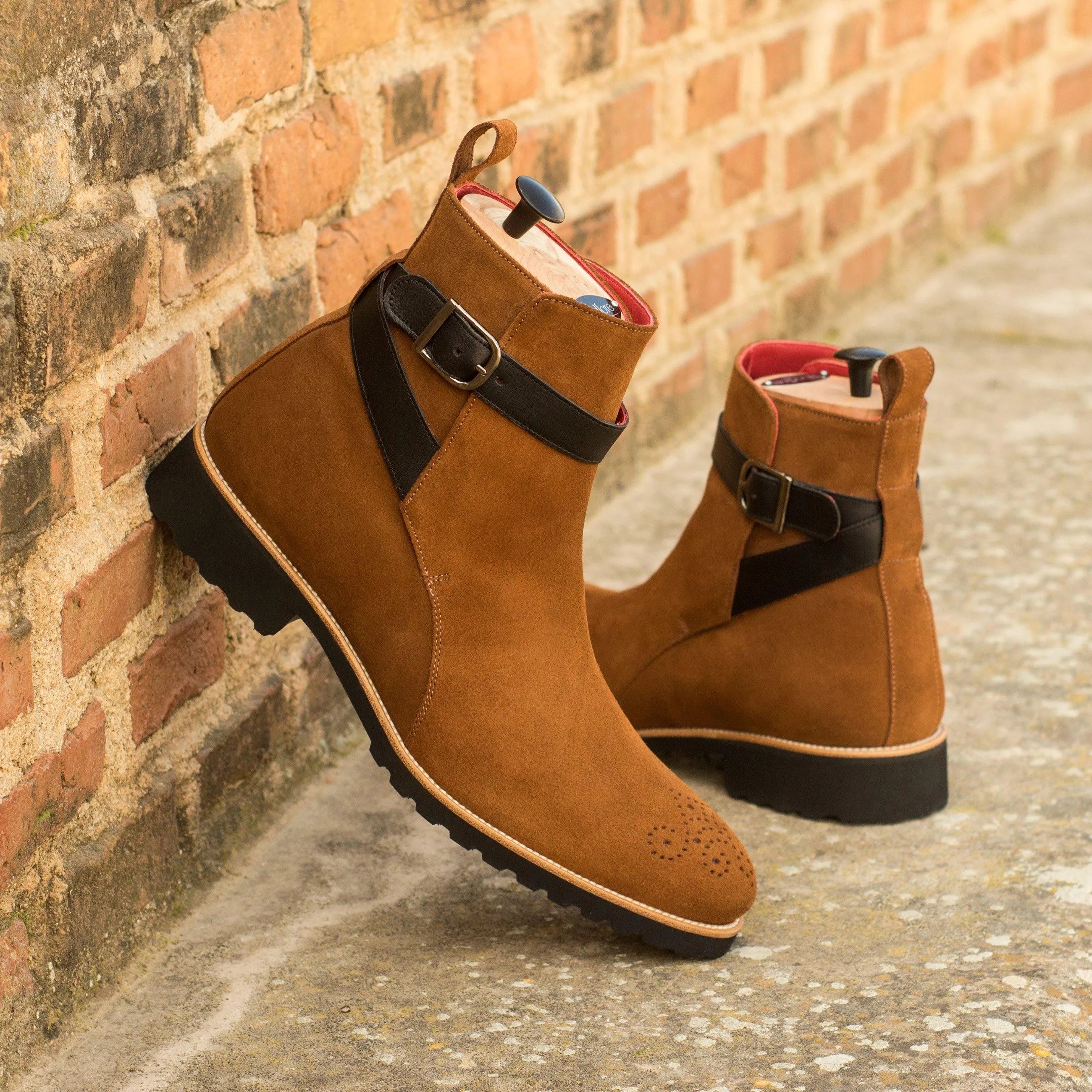 Brown suede Navajo Jodhpur Boots II with black strap