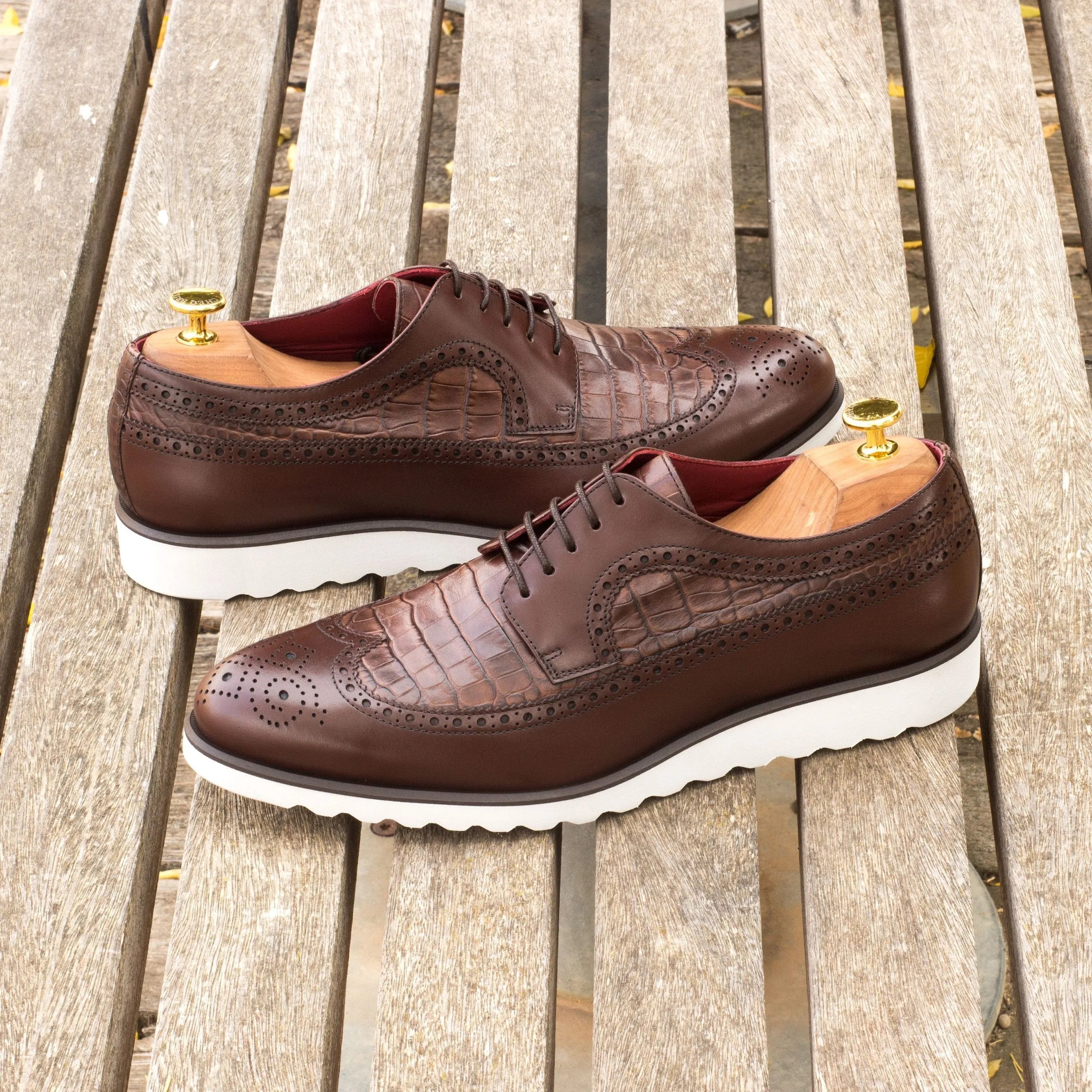 Nevada longwing blucher brown leather wingtip shoes