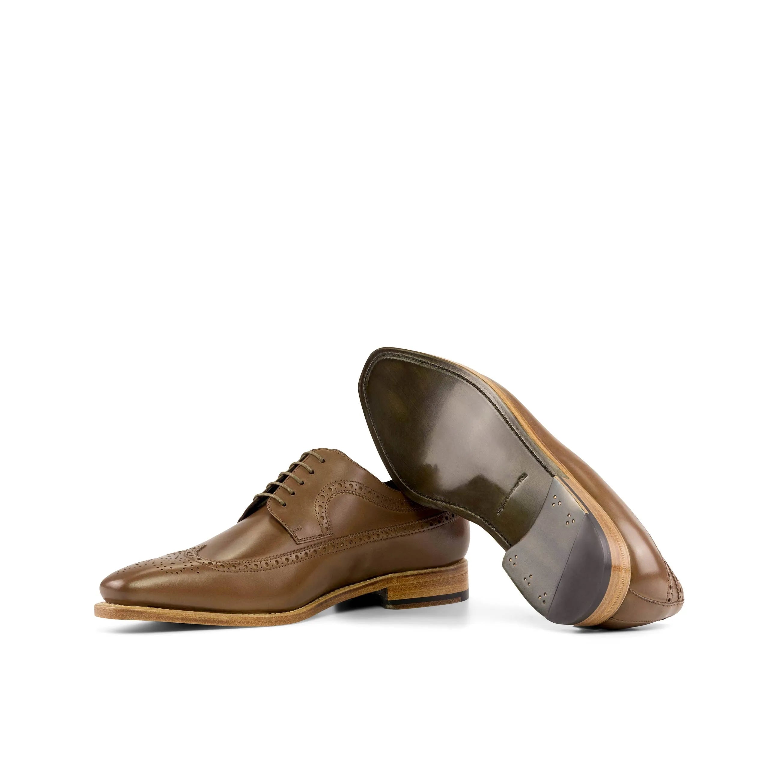 Pair of brown leather Norman longwing blucher shoes