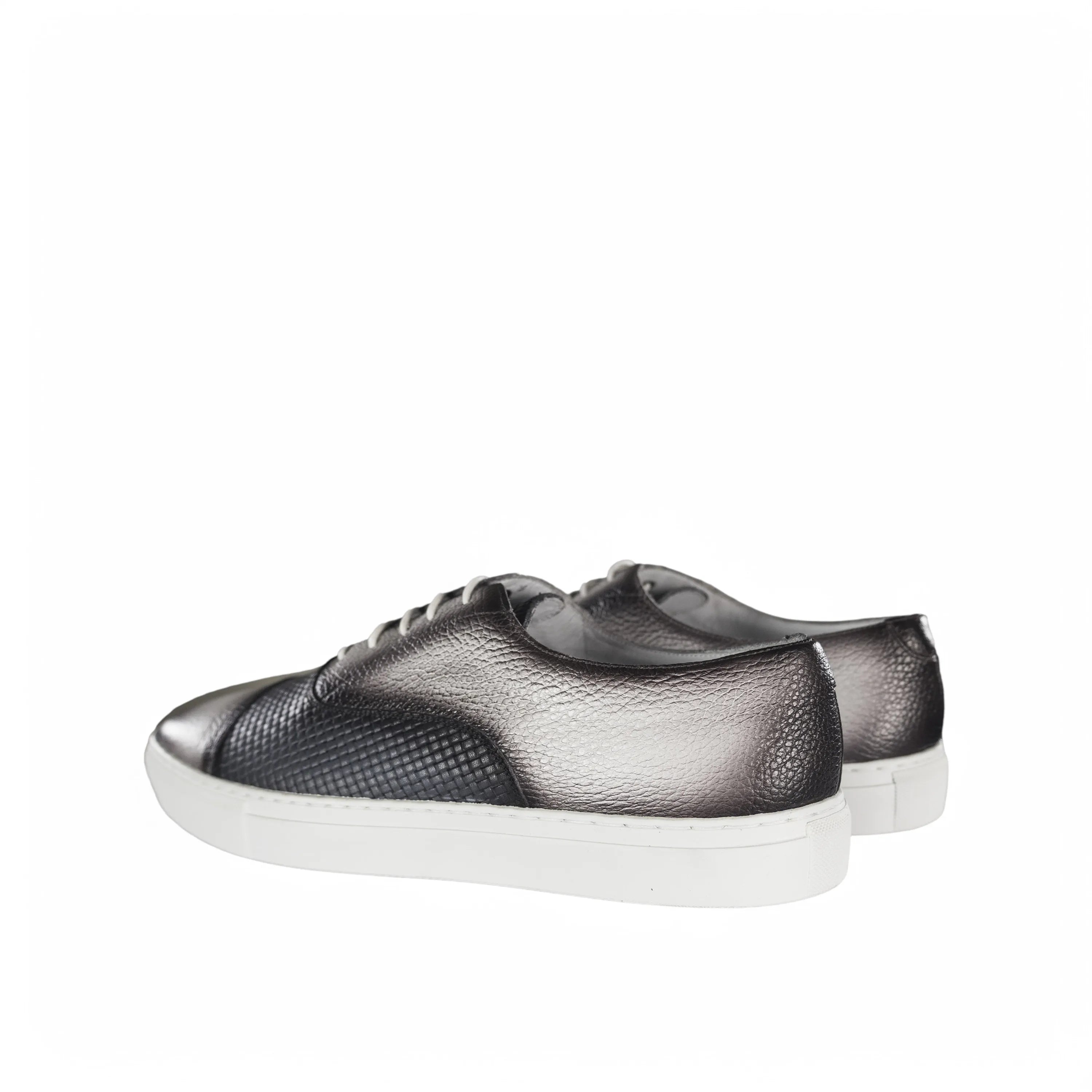 Olimpia Oxford sneaker in metallic leather with white soles