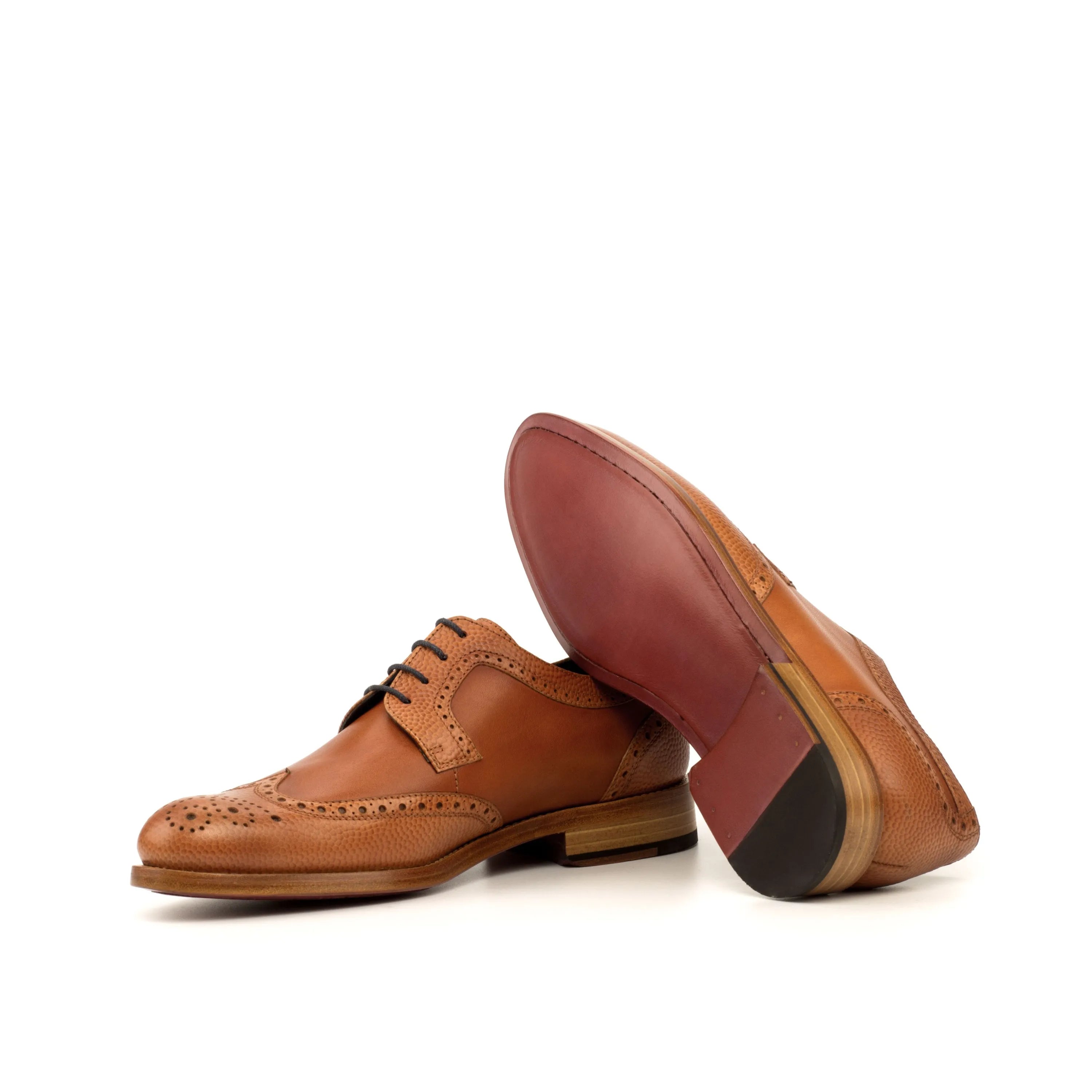 Perla ladies derby wingtip brown leather dress shoes pair