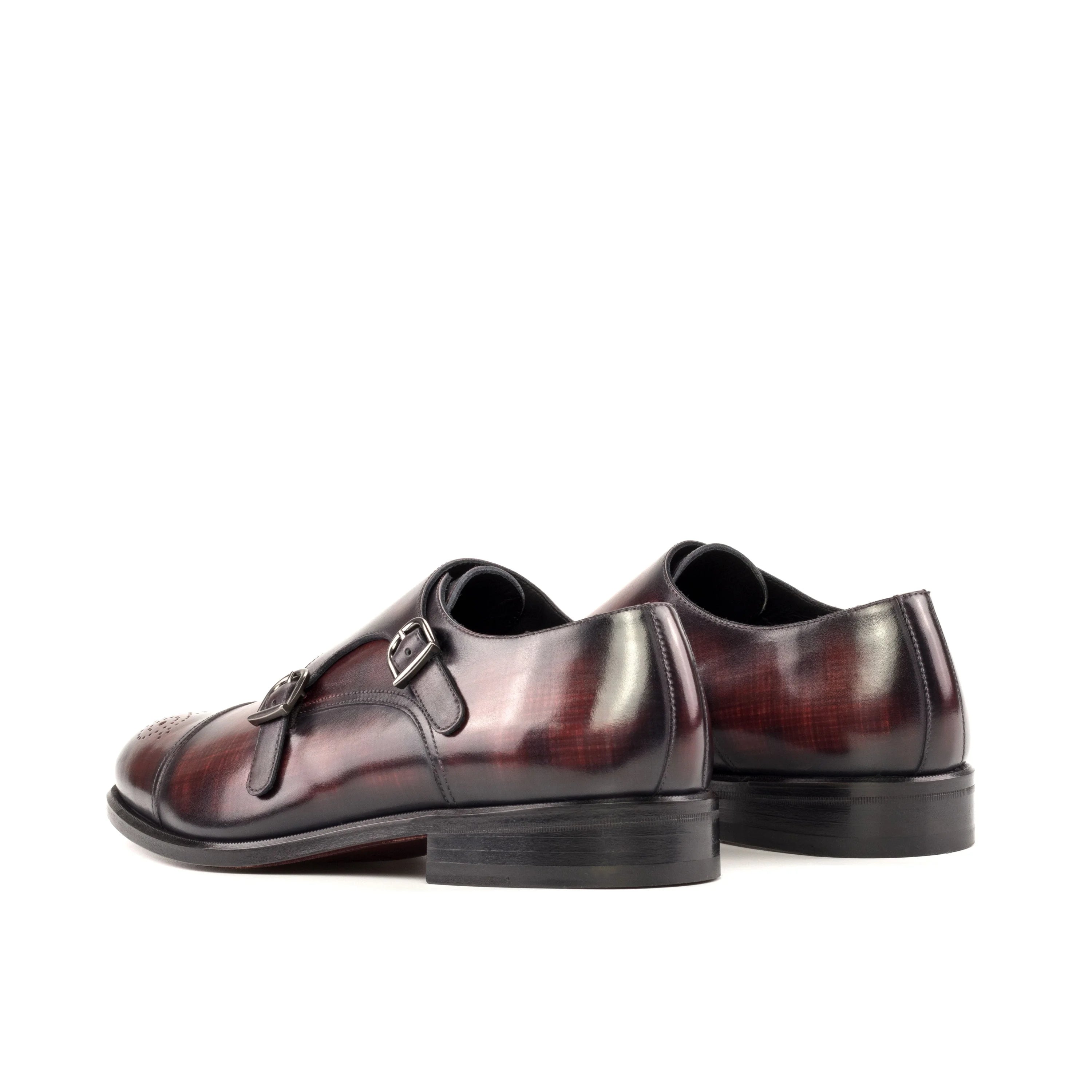 Pizaz Double Monk Patina II burgundy leather monk patina shoe