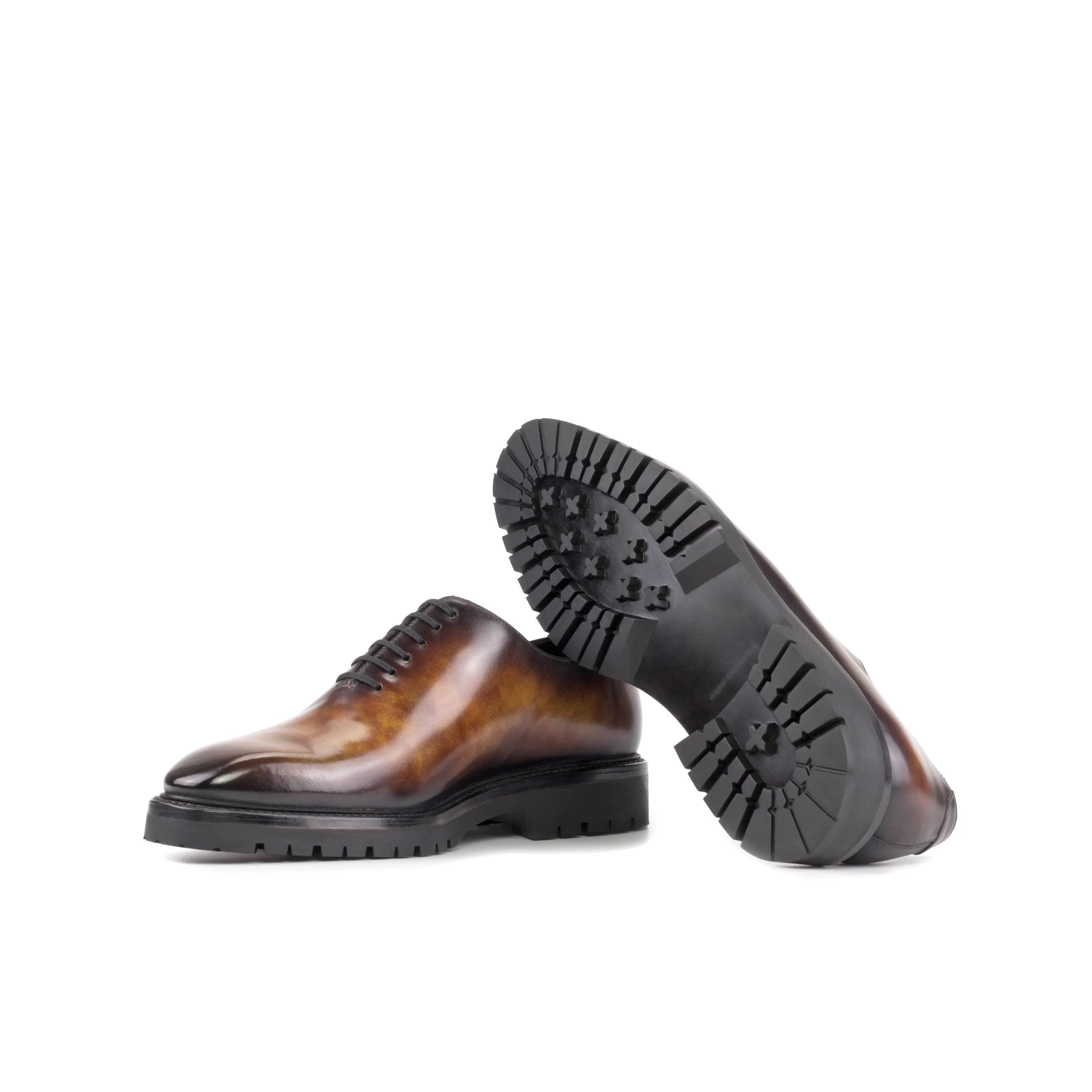 Raigon Patina Wholecut shoes in brown leather with lug soles