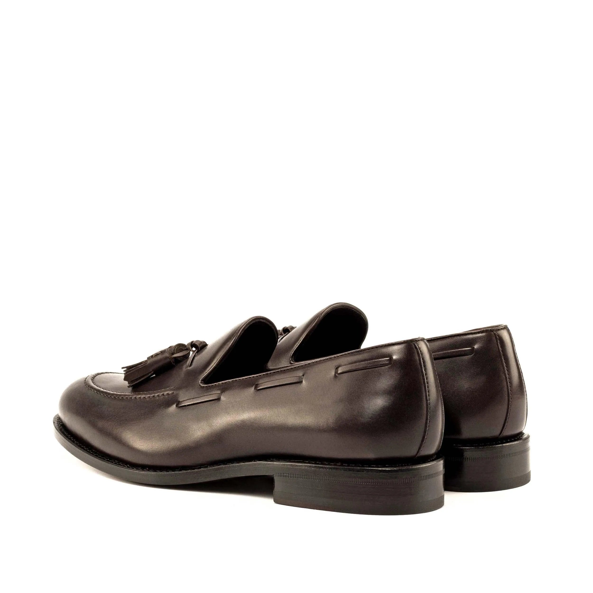 Pair of brown leather tassel Roberto Loafers II, back view