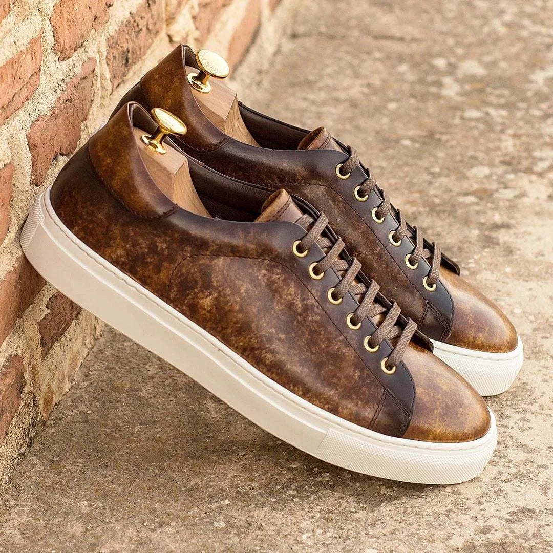 Robio trainer patina sneakers II with brown leather uppers and white soles