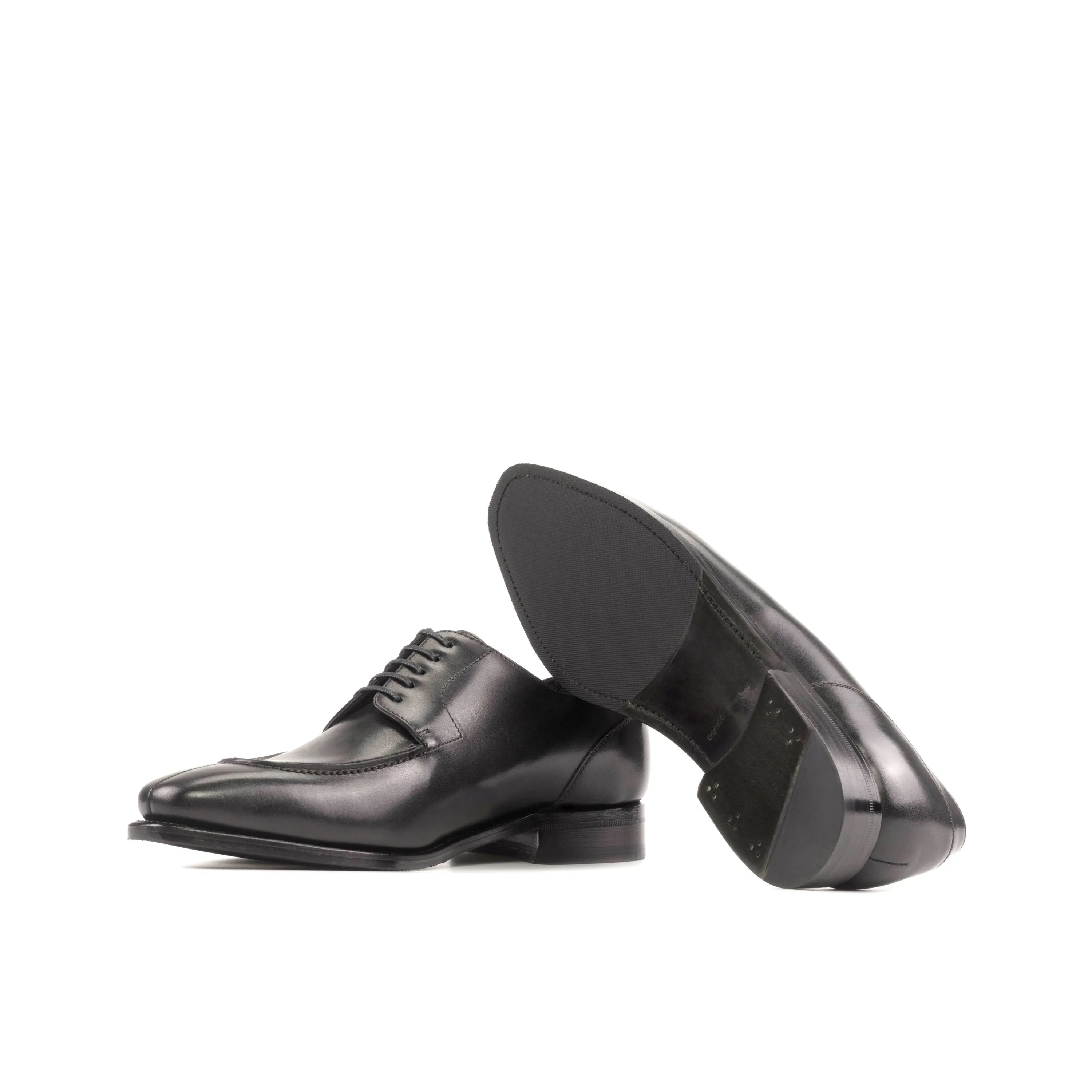 Rocco derby split toe black leather dress shoes in fast lane style