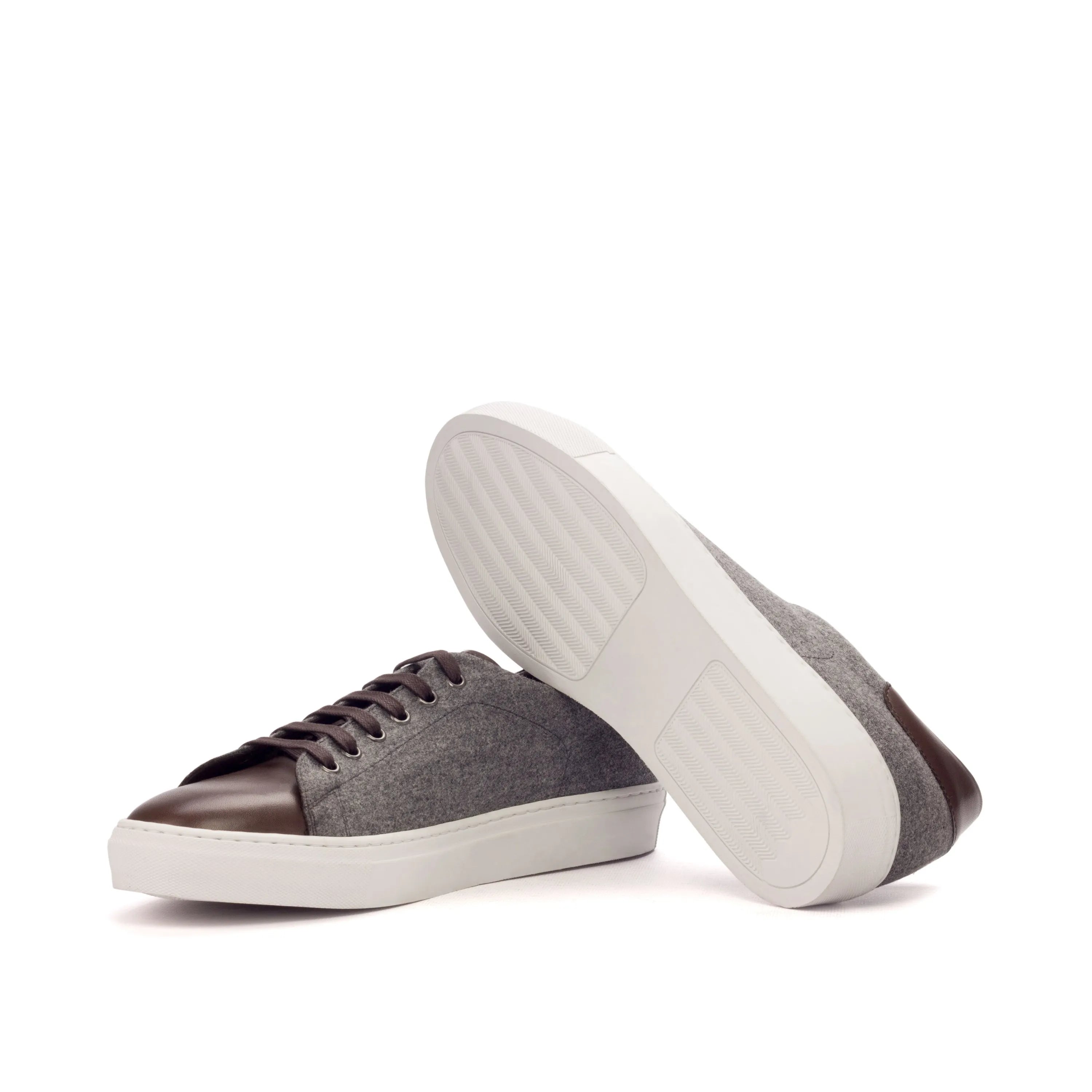 Gray and brown leather Roger Trainer Sneaker cupsole trainer