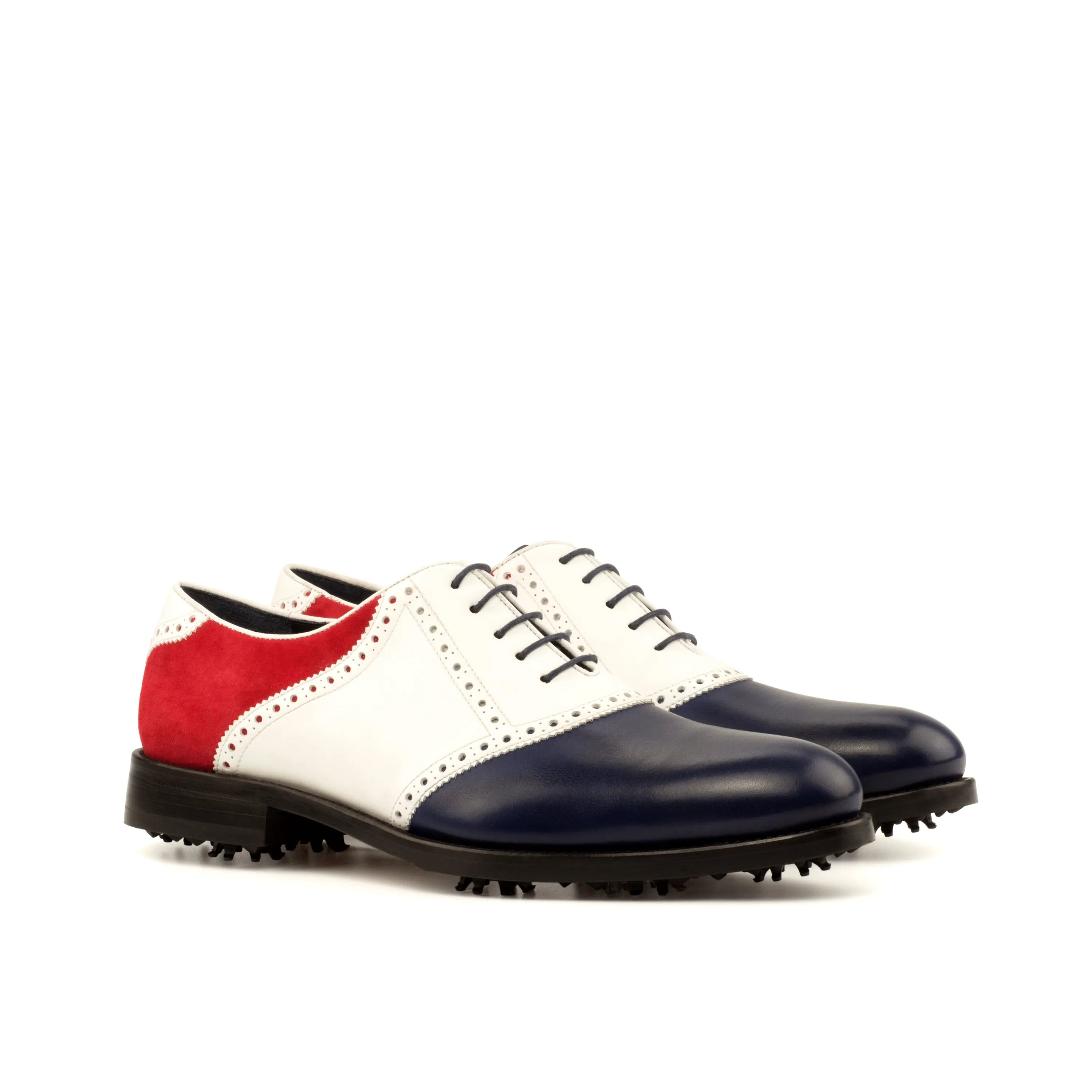 Rotimi saddle golf shoes in tricolored oxford design