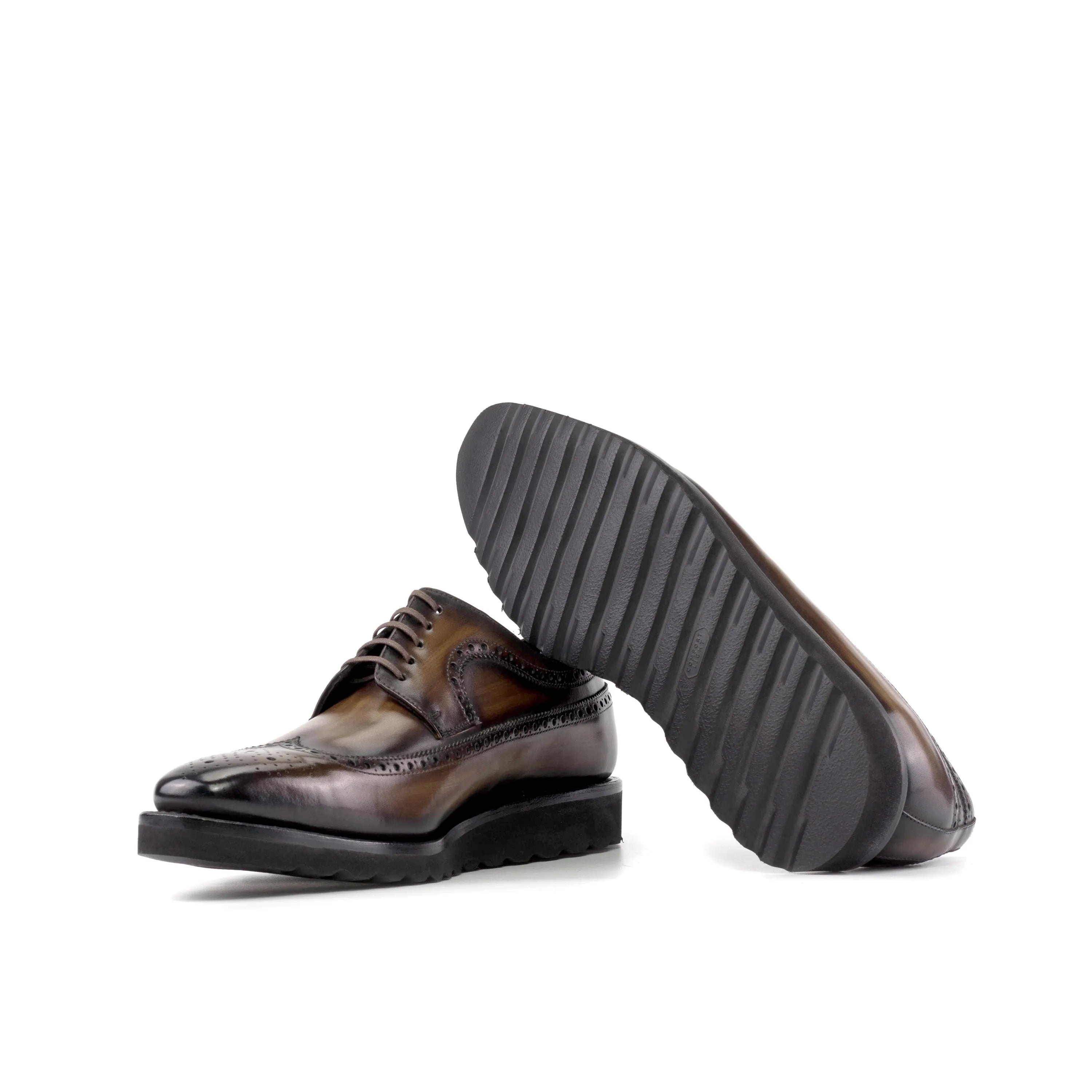 Saif patina longwing blucher brown leather dress shoes II