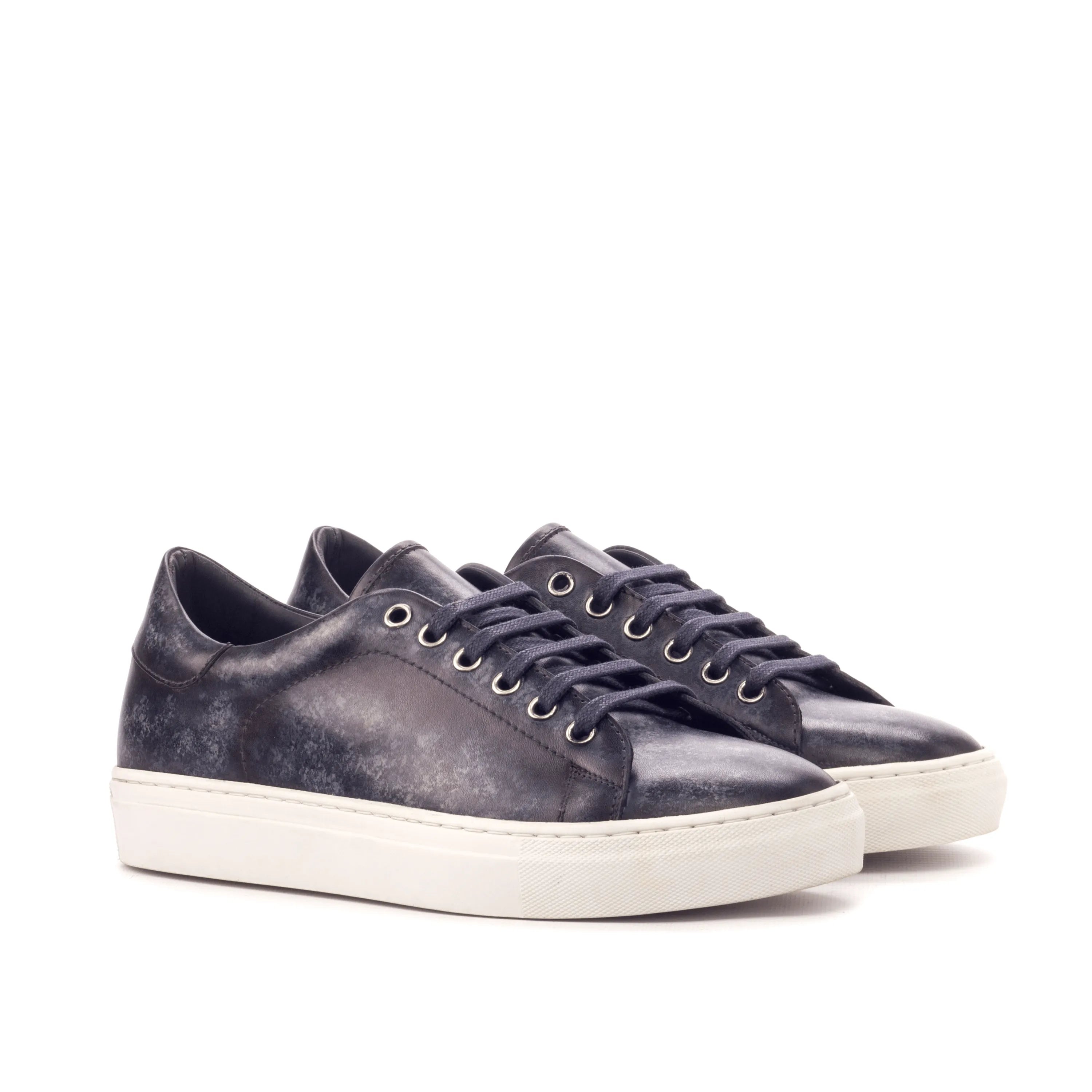 Pair of black leather Sancho Trainer Patina cupsole trainer sneakers