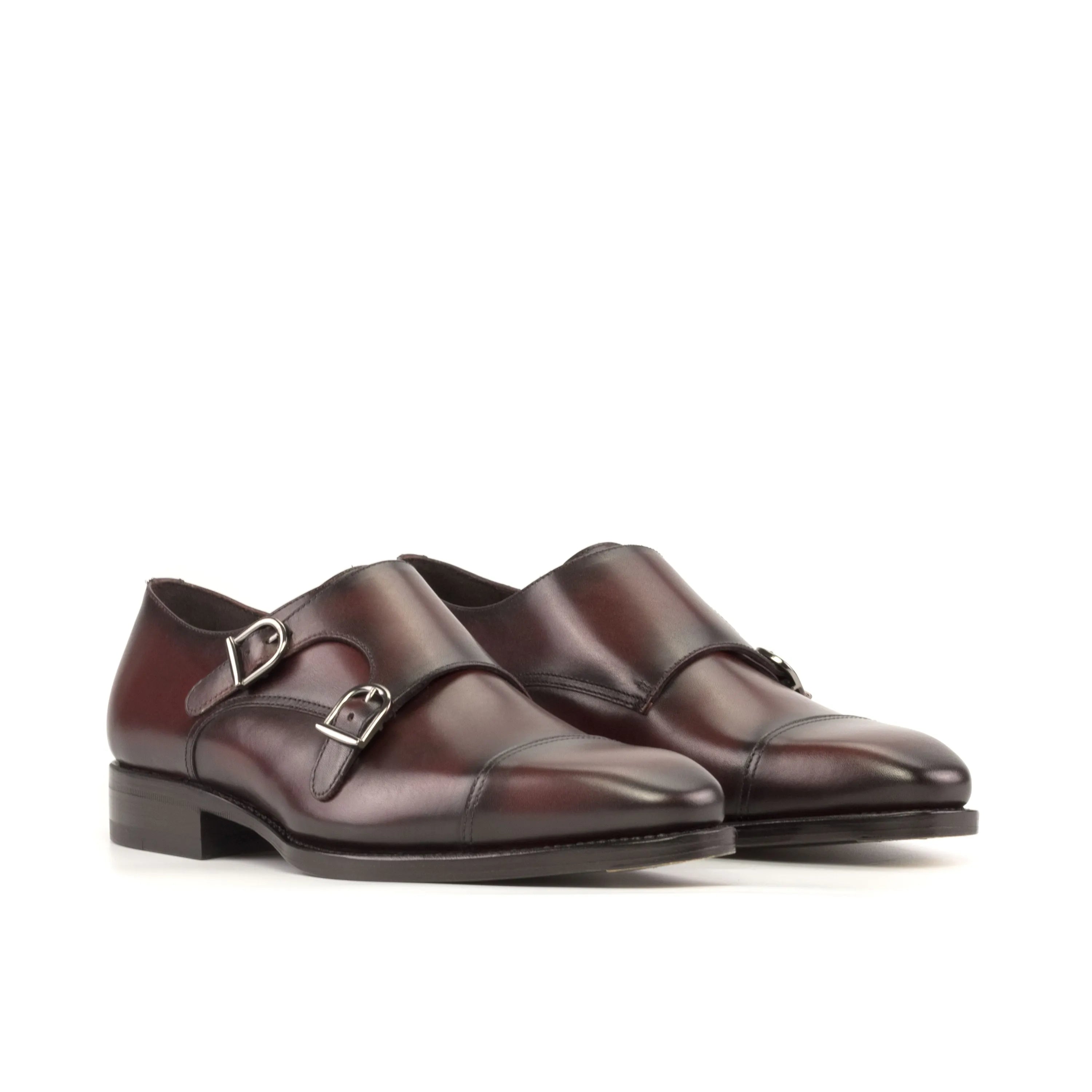 Burgundy leather Sarg Double Monk II shoes back view