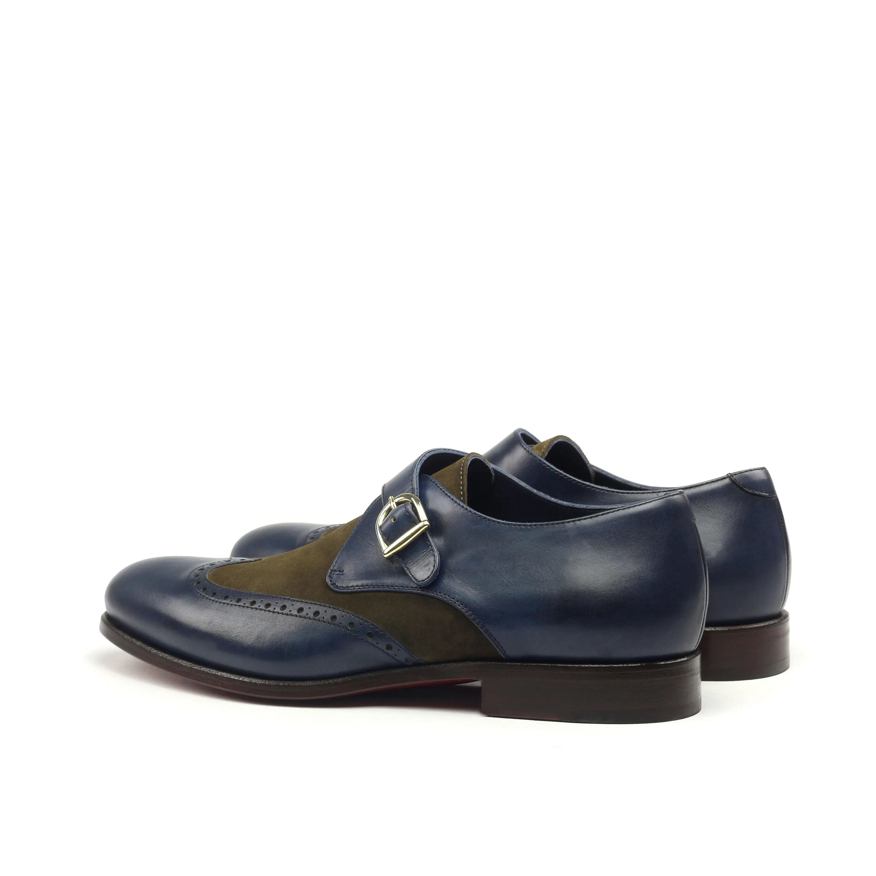 Shakspear single monk blue and brown leather shoes