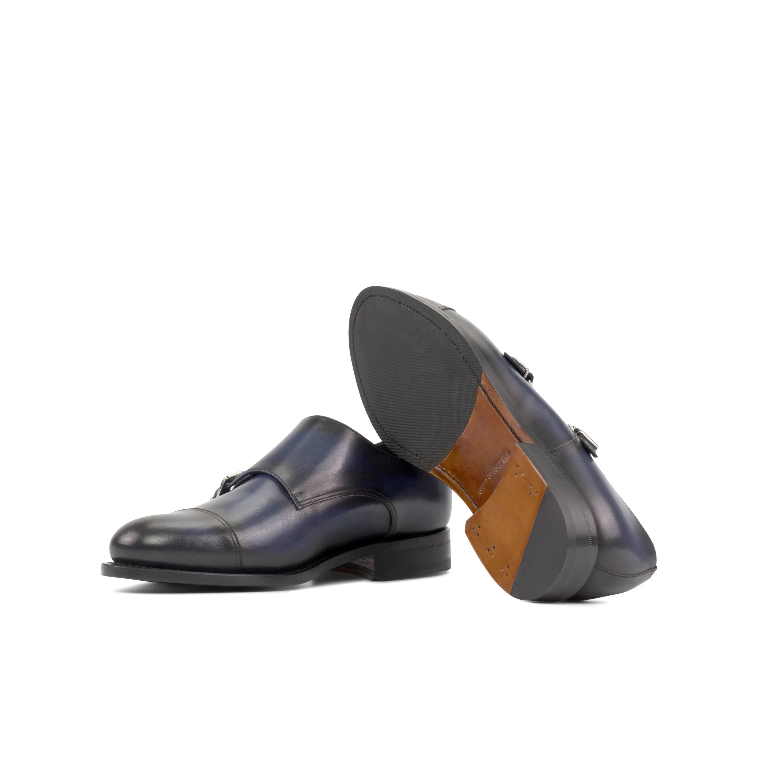 Silos Double Monk pair of blue leather fast lane shoes