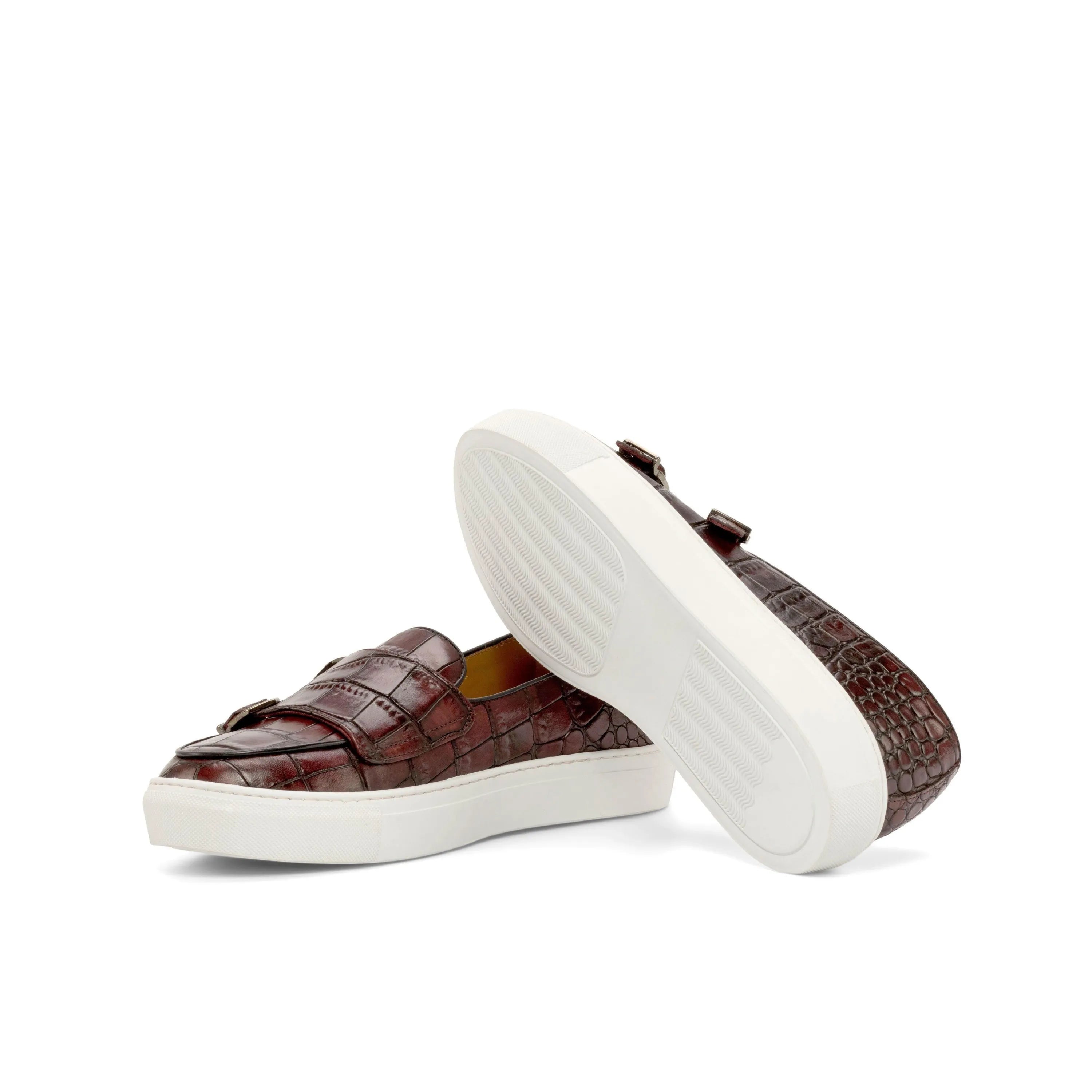 Burgundy crocodile Sos monk sneaker II slip-on shoes